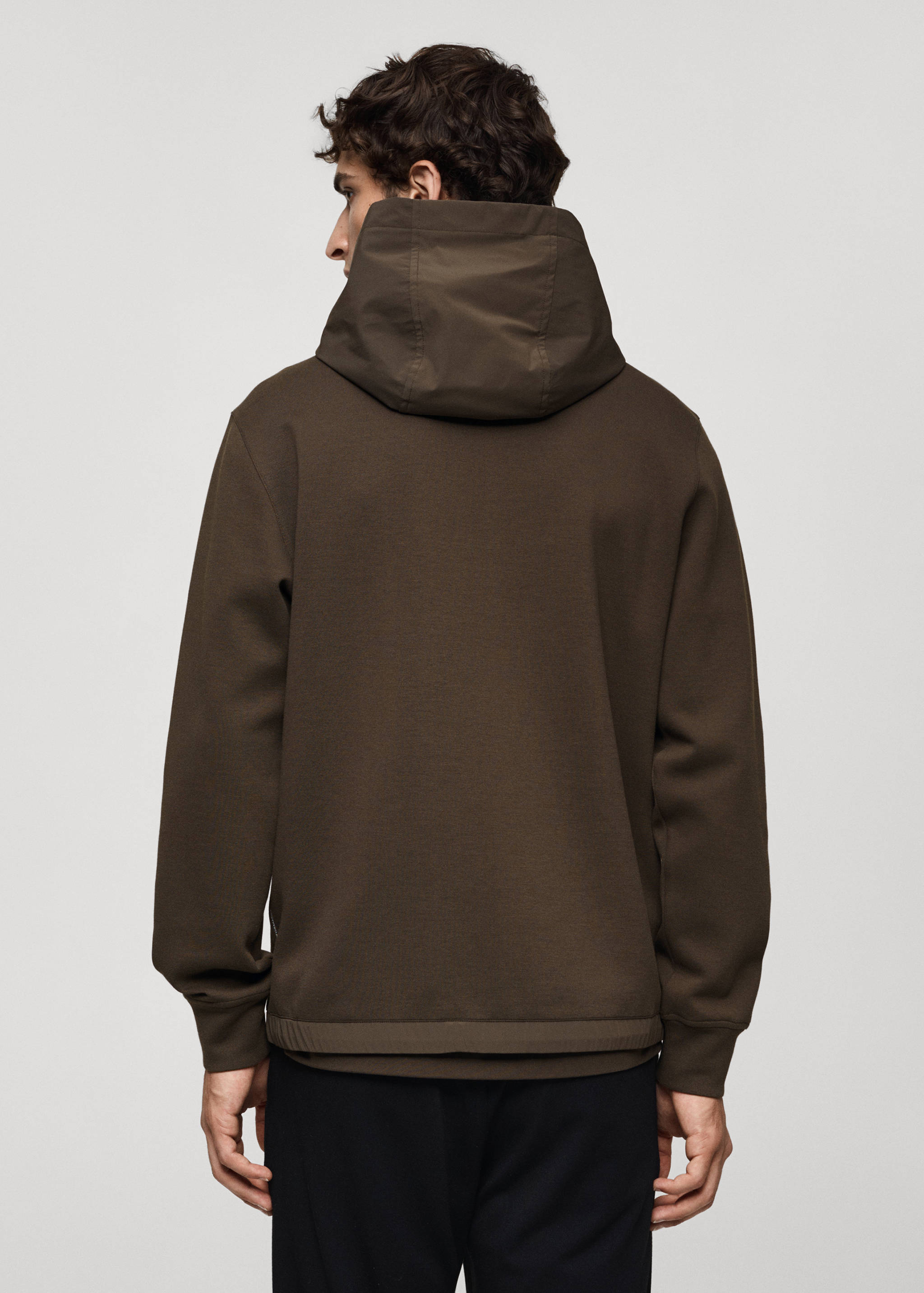 Stretch fabric regular-fit hooded sweatshirt - Reverse of the article