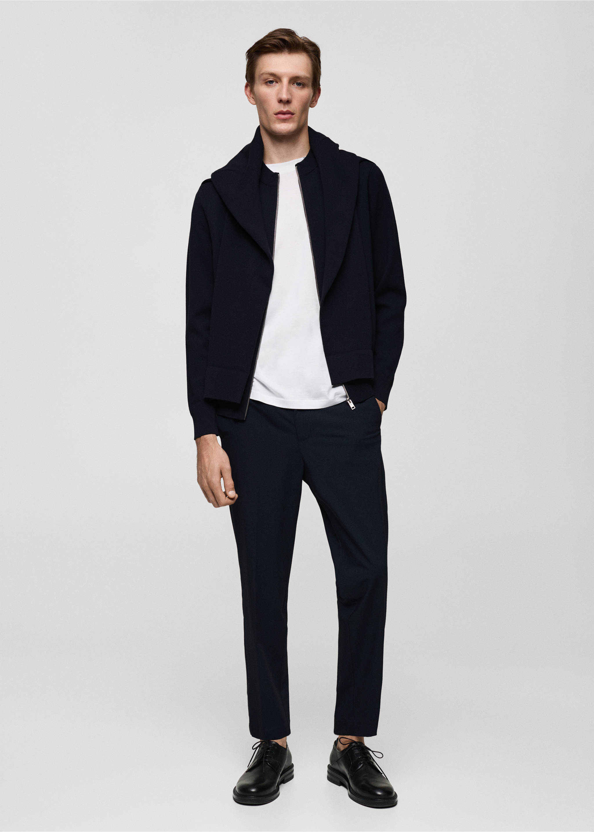 Medium-knit zip-up cardigan - General plane, Dark Navy. Ref: 77085971-00.
