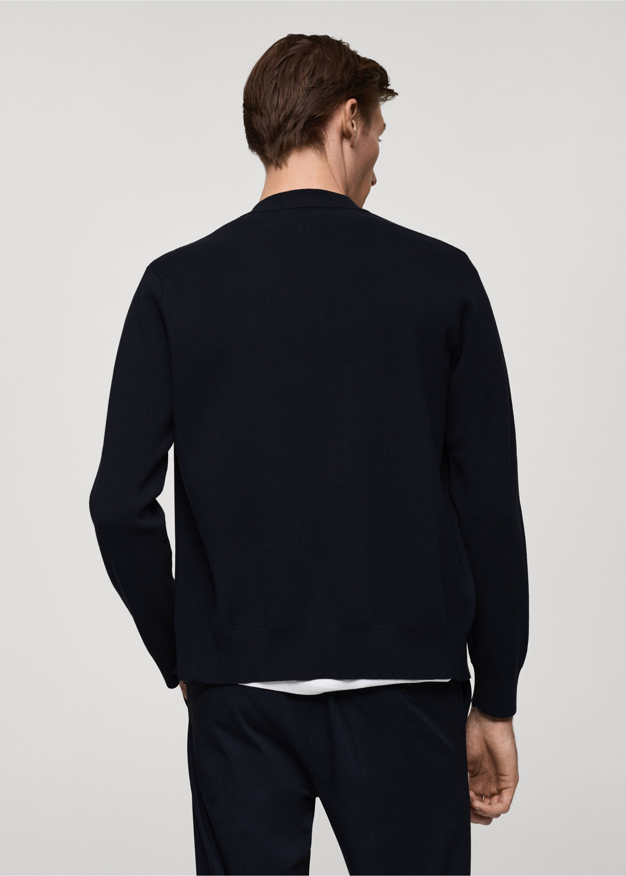 Medium-knit zip-up cardigan - Reverse of the article, Dark Navy. Ref: 77085971-00.