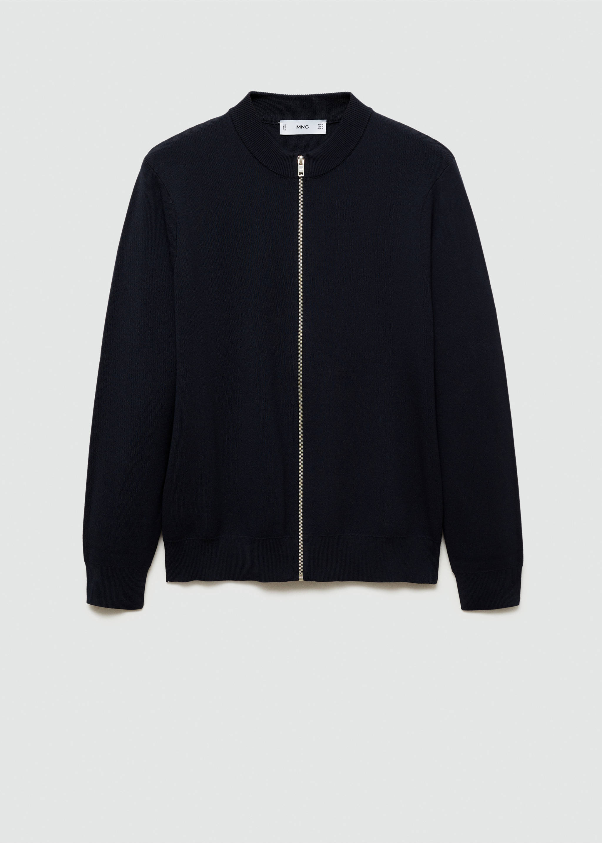 Medium-knit zip-up cardigan - Article without model, Dark Navy. Ref: 77085971-00.