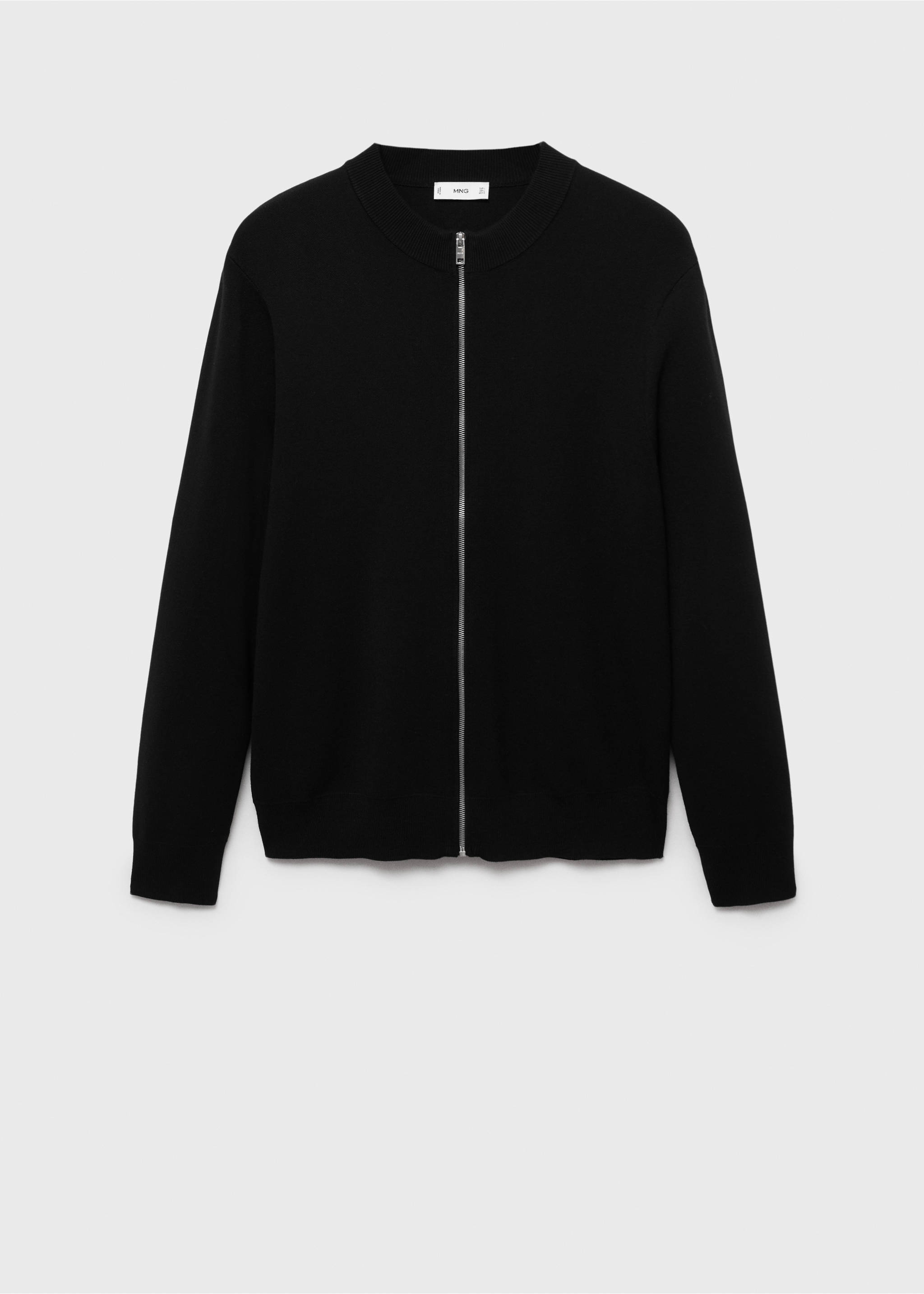 Medium-knit zip-up cardigan - Article without model, Black. Ref: 77085971-00.