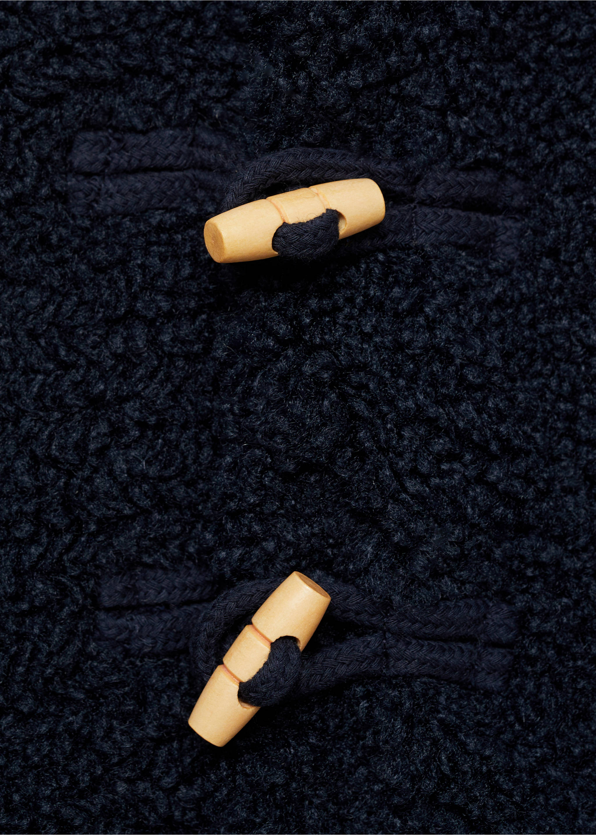 Shearling-effect hooded coat - Details of the article 8, Dark Navy. Ref: 77085986-00.