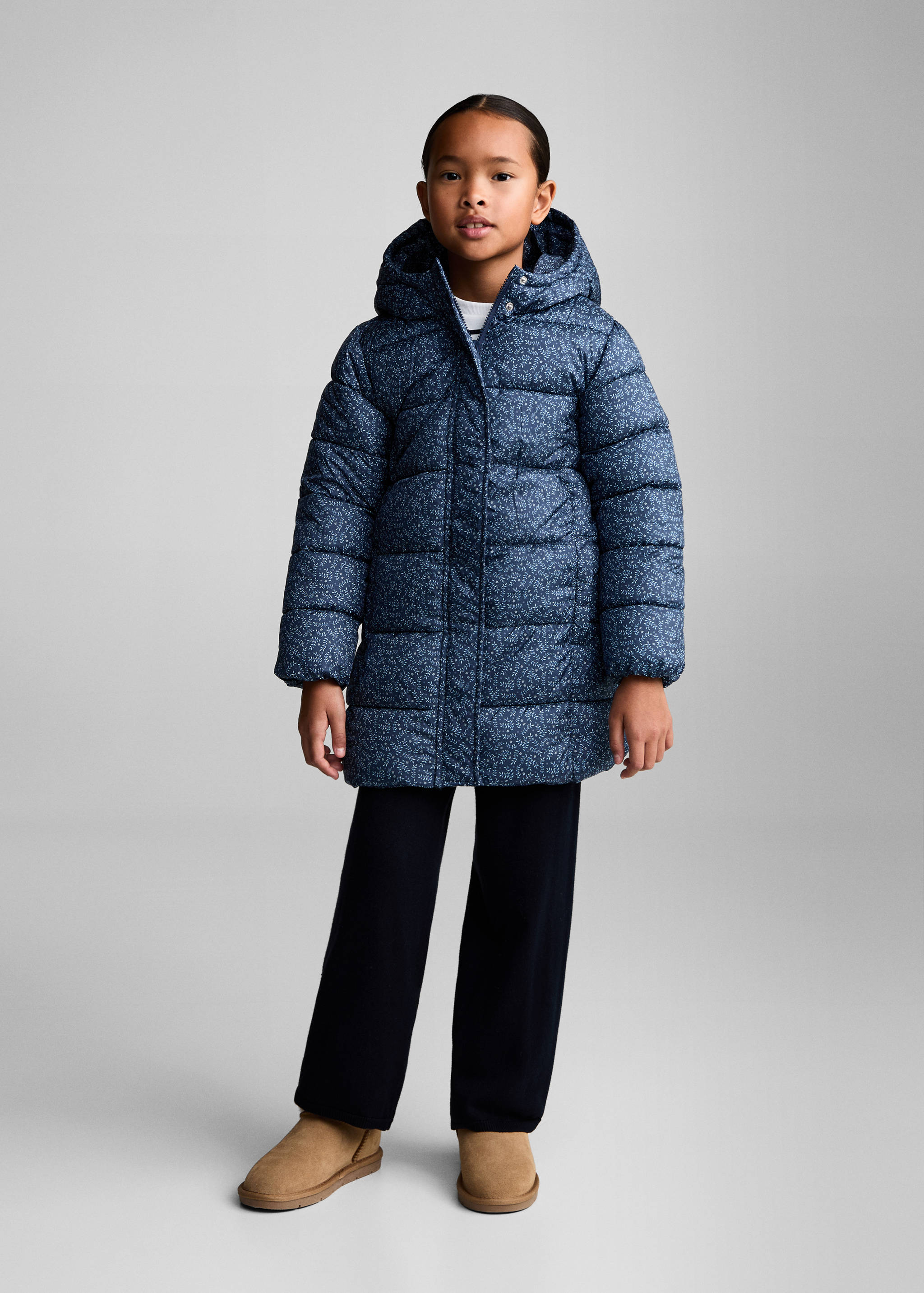 Flowers print quilted anorak - General plane