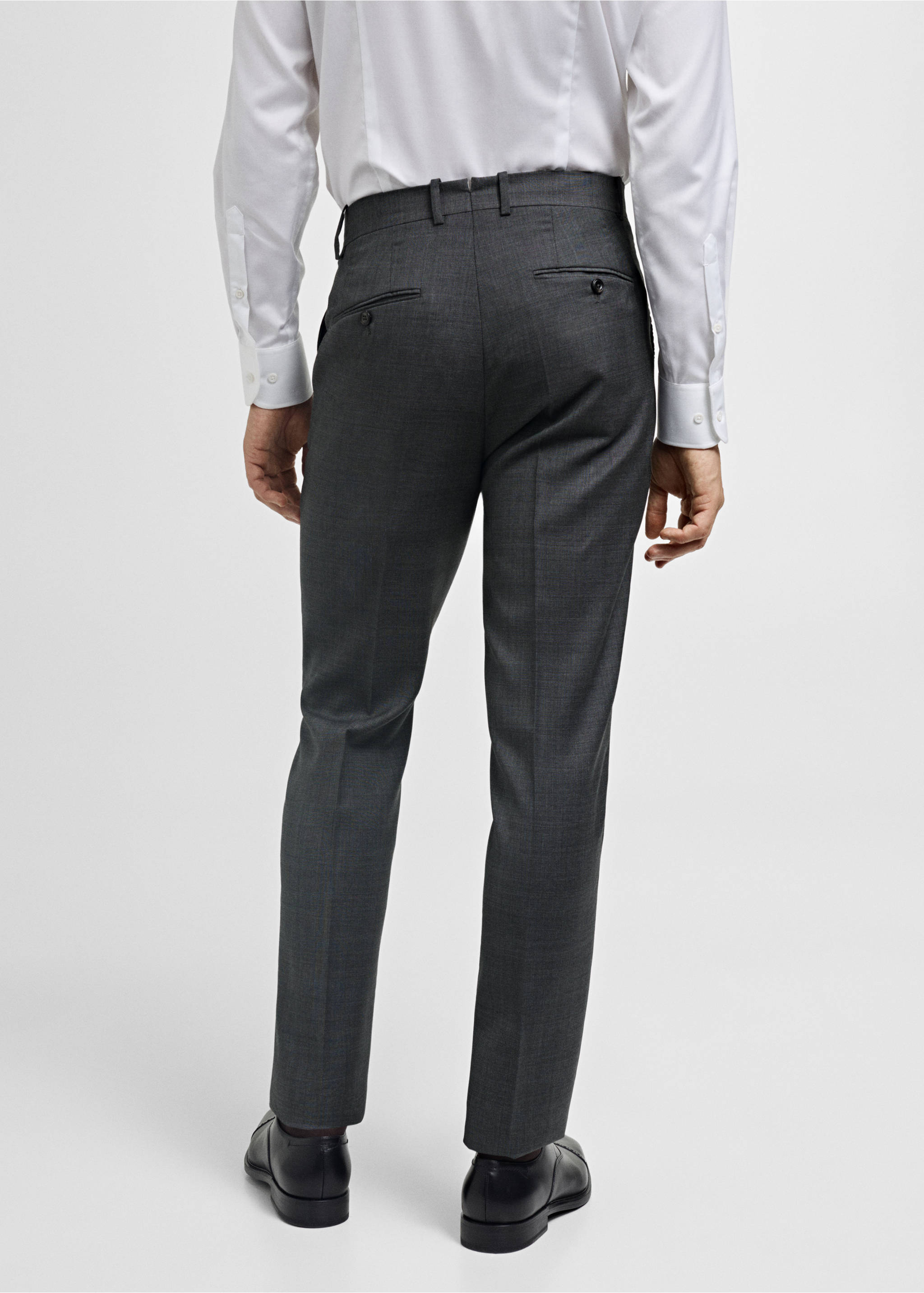 Venecia 100% virgin wool Prince of Wales check suit trousers - Reverse of the article, Grey. Ref: 77086006-00.