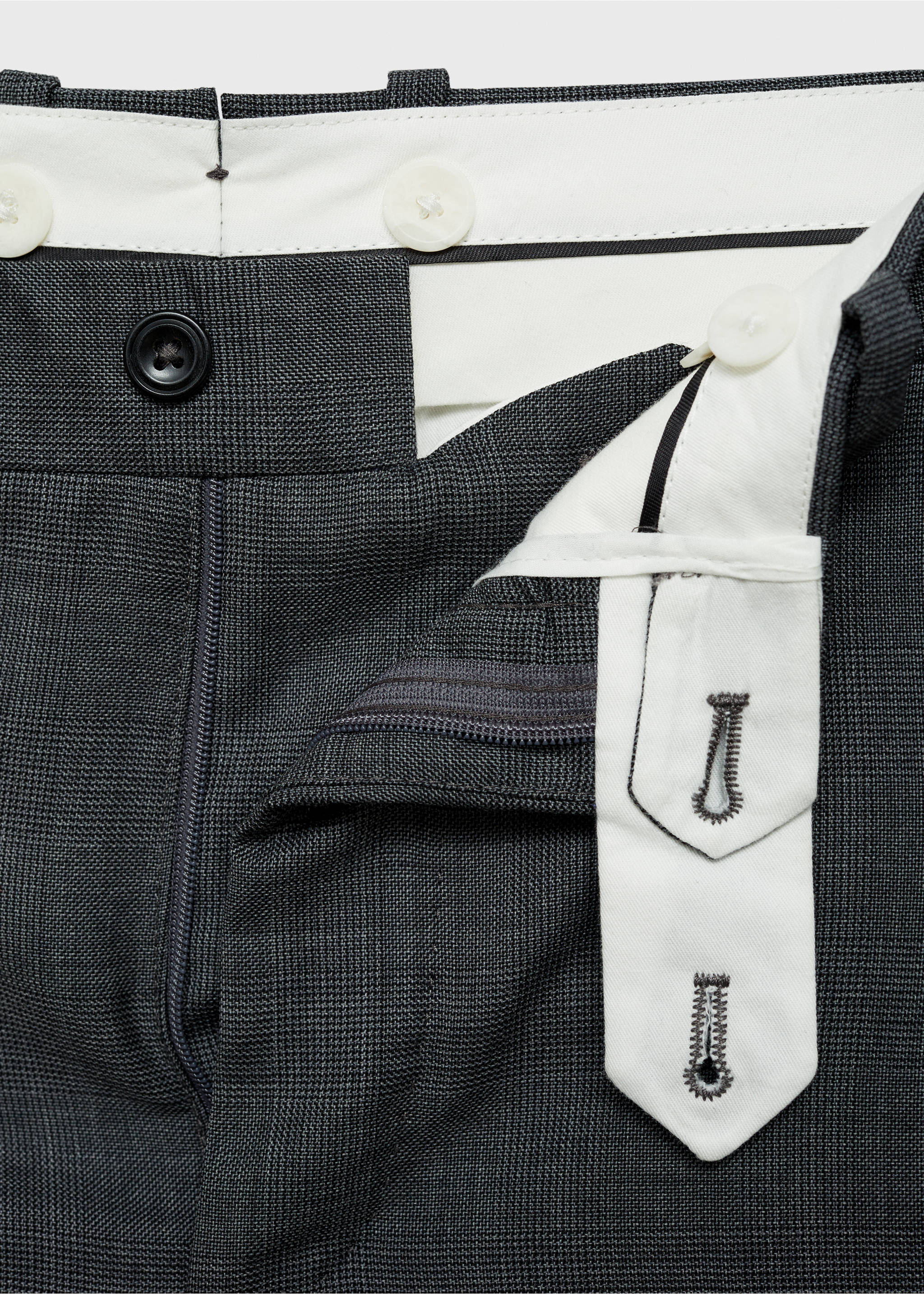 Venecia 100% virgin wool Prince of Wales check suit trousers - Details of the article 0, Grey. Ref: 77086006-00.