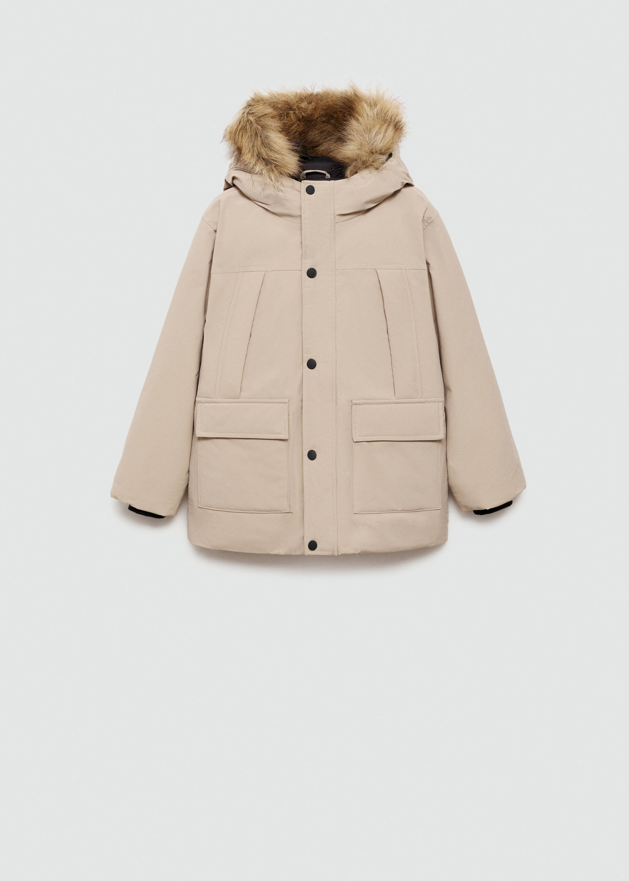Puffer coat with fur-effect hood - Article without model