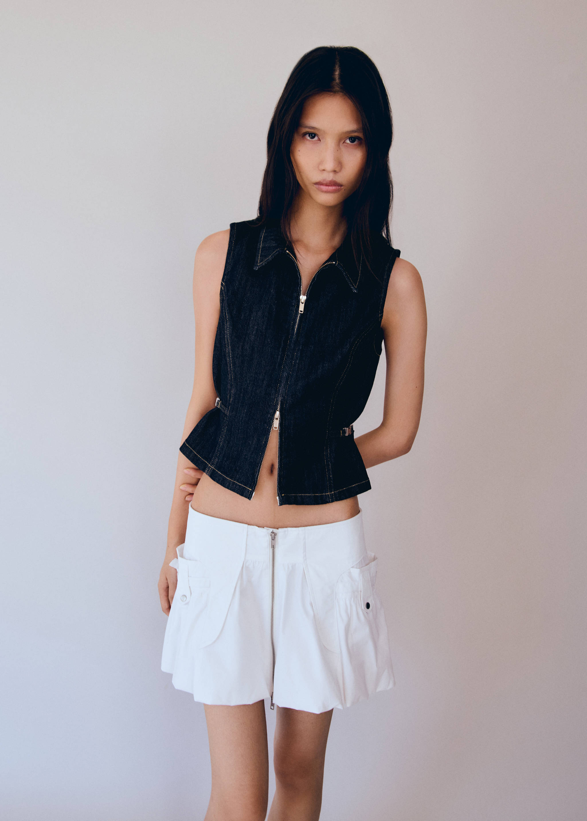 Balloon mini-skirt with zip - Medium plane