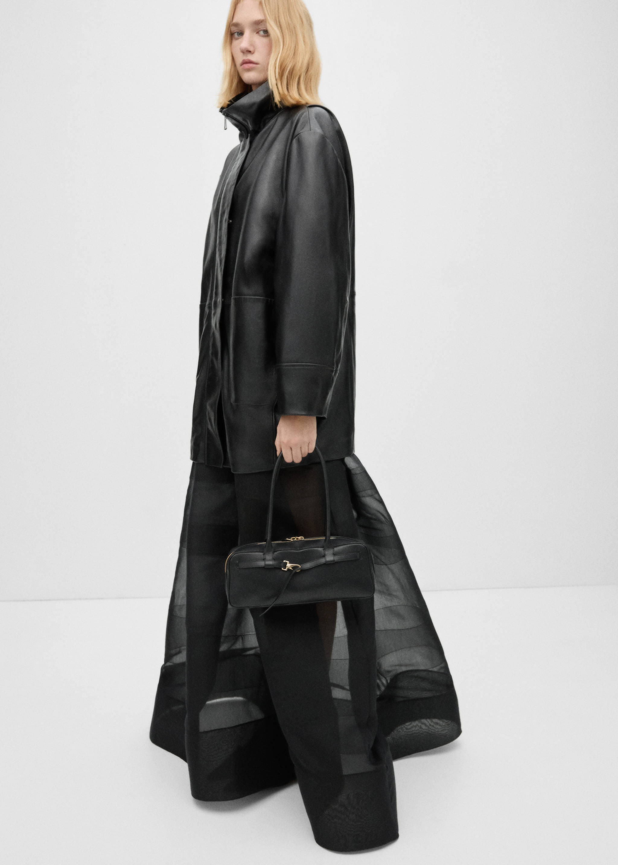 Oversized leather jacket - General plane