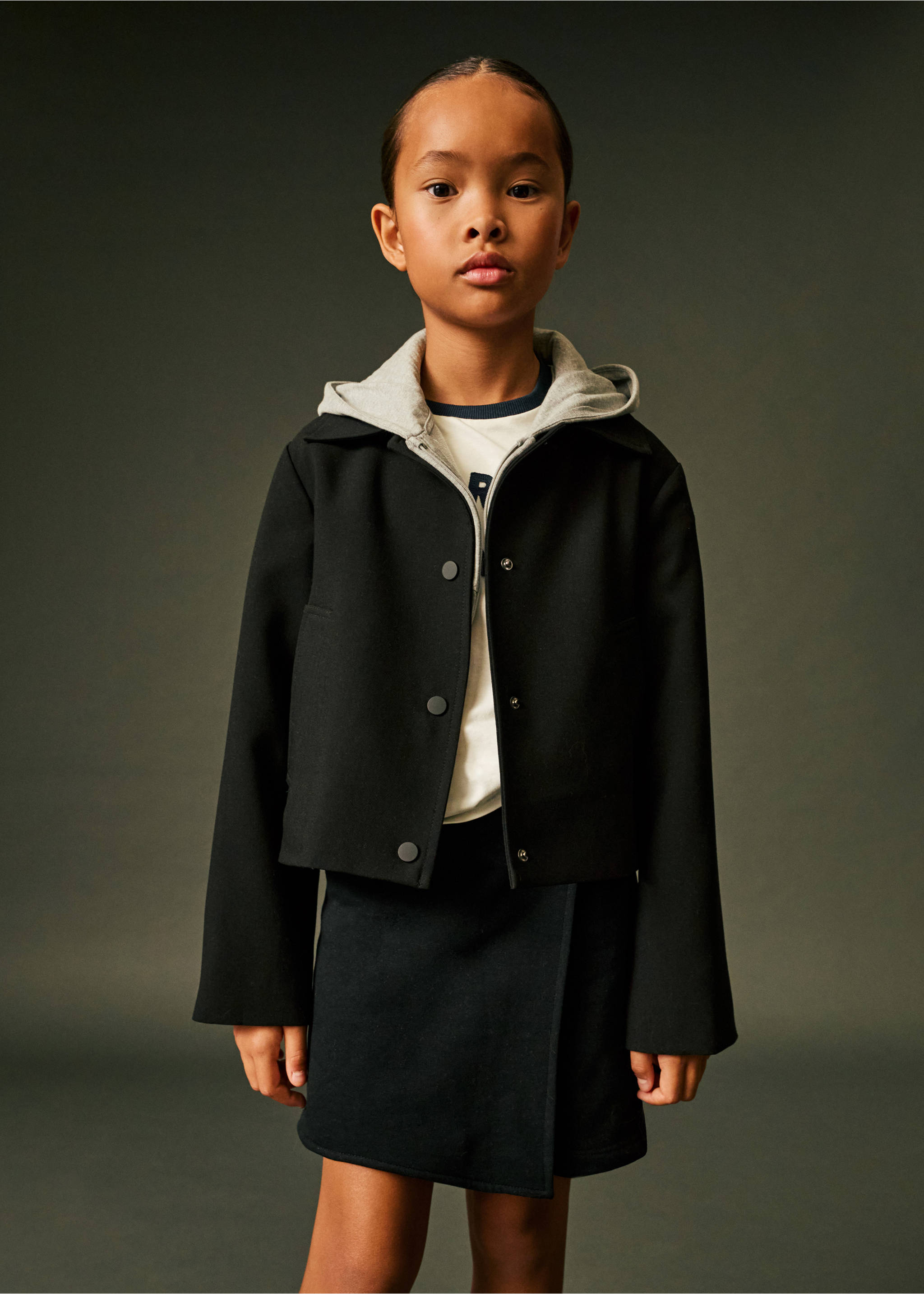 Buttoned jacket - Details of the article 5, Black. Ref: 77086733-00.