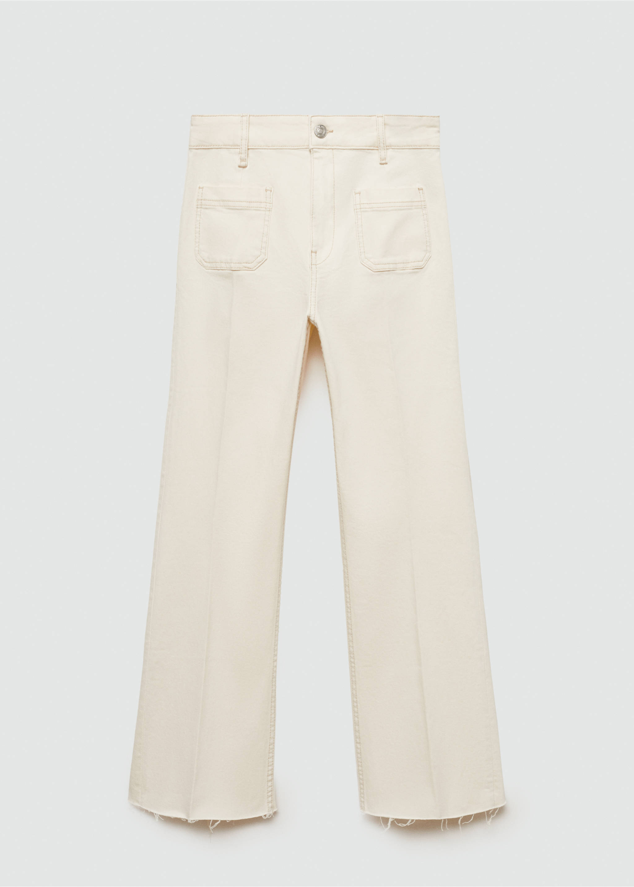 Flared-Jeans mit Taschen in Cropped-Länge - Artikel ohne Model, Cremeweiß. Ref: 77086738-00.