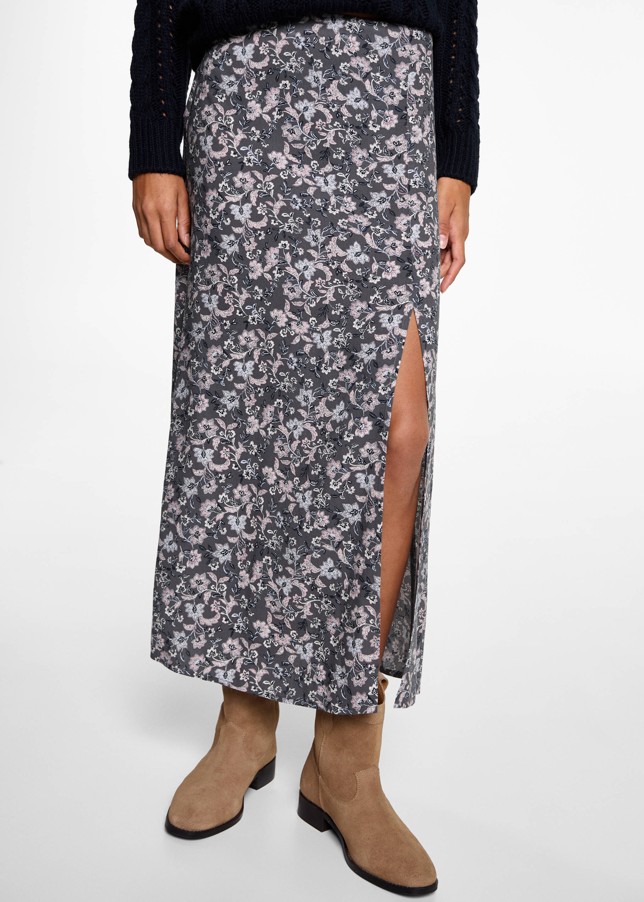 Slit floral skirt - Details of the article 6