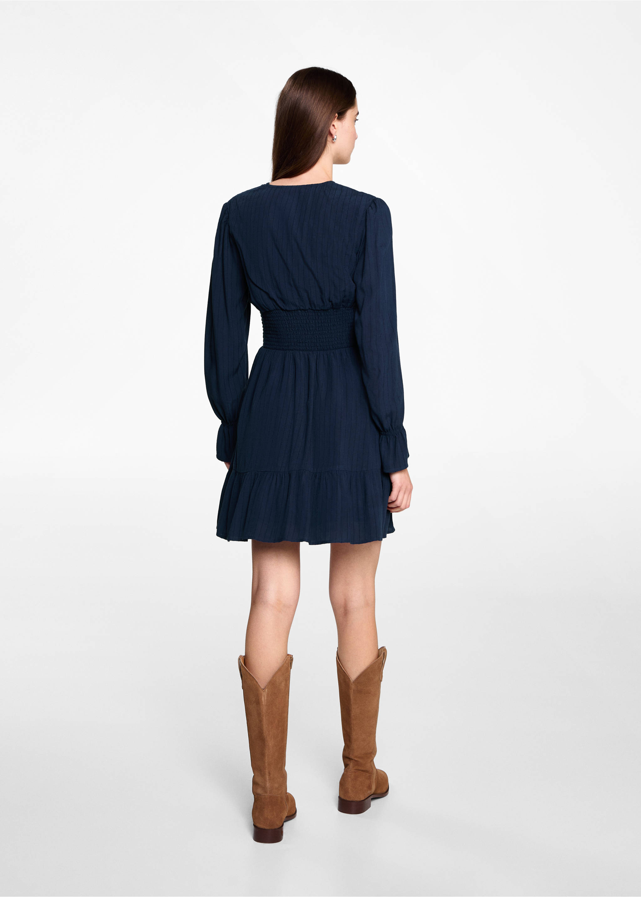 Ruched detail dress - Reverse of the article, Dark Navy. Ref: 77086742-00.