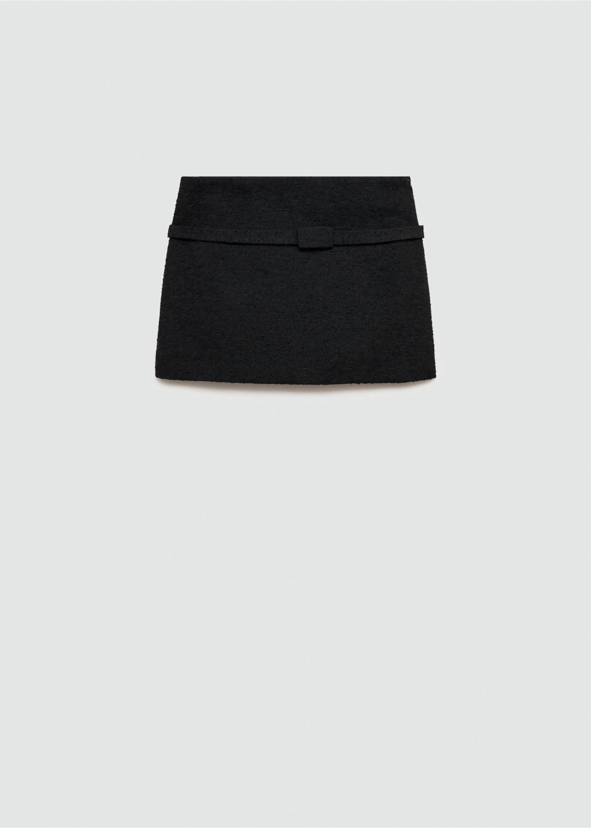 Tweed mini-skirt with decorative belt - Article without model, Black. Ref: 77086759-00.