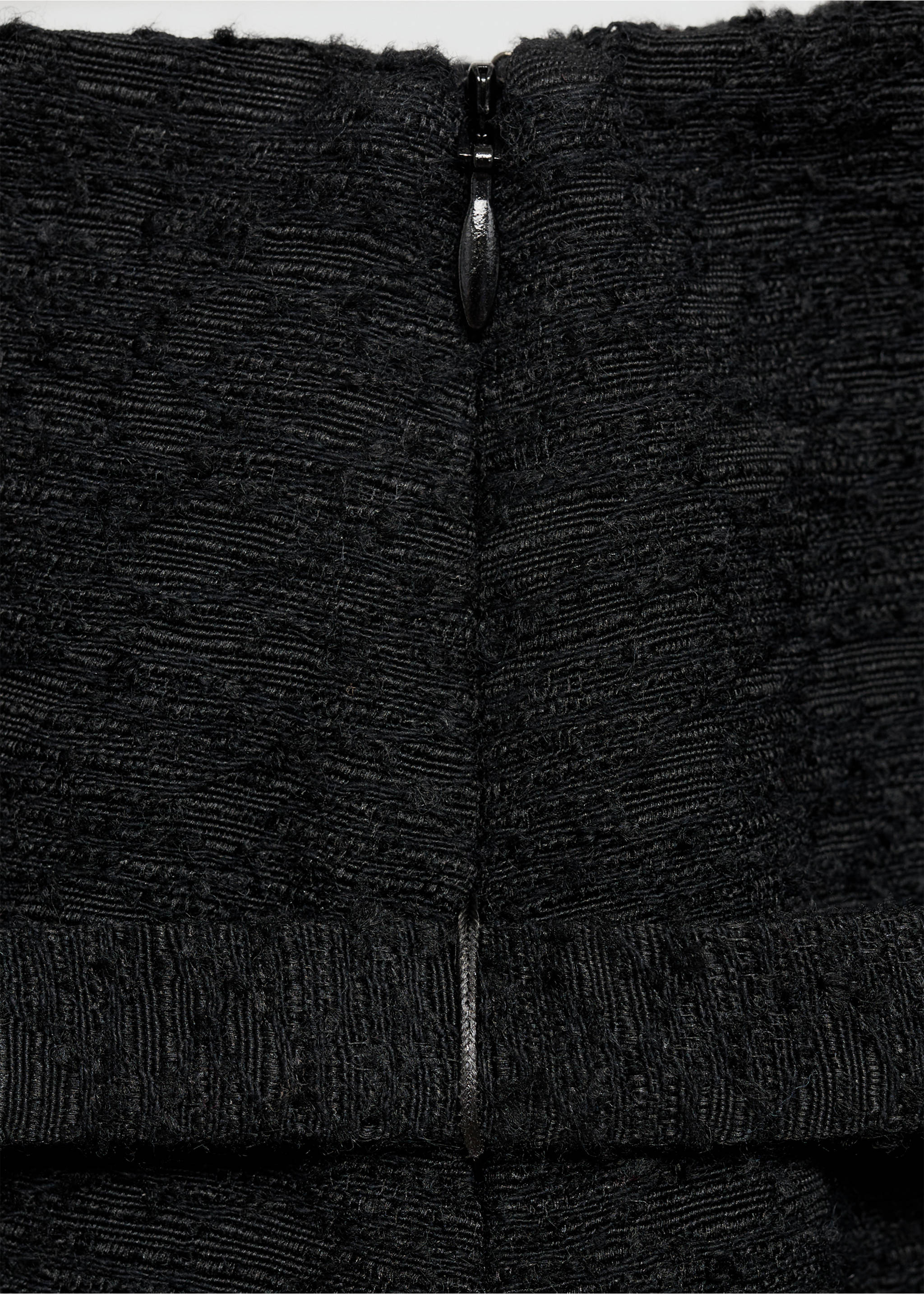 Tweed mini-skirt with decorative belt - Details of the article 0, Black. Ref: 77086759-00.