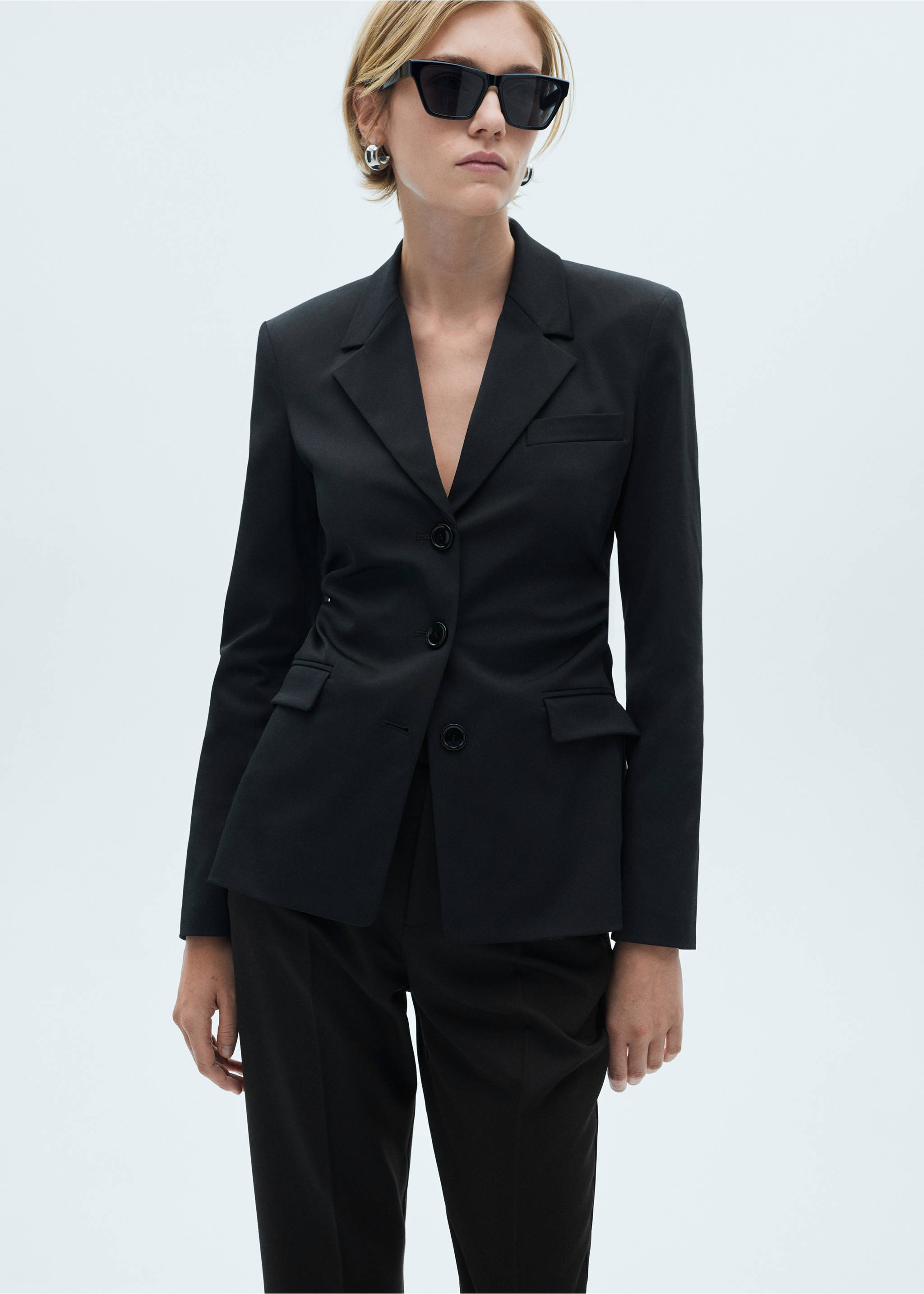 Slim fit suit trousers - Details of the article 1, Black. Ref: 77086761-00.