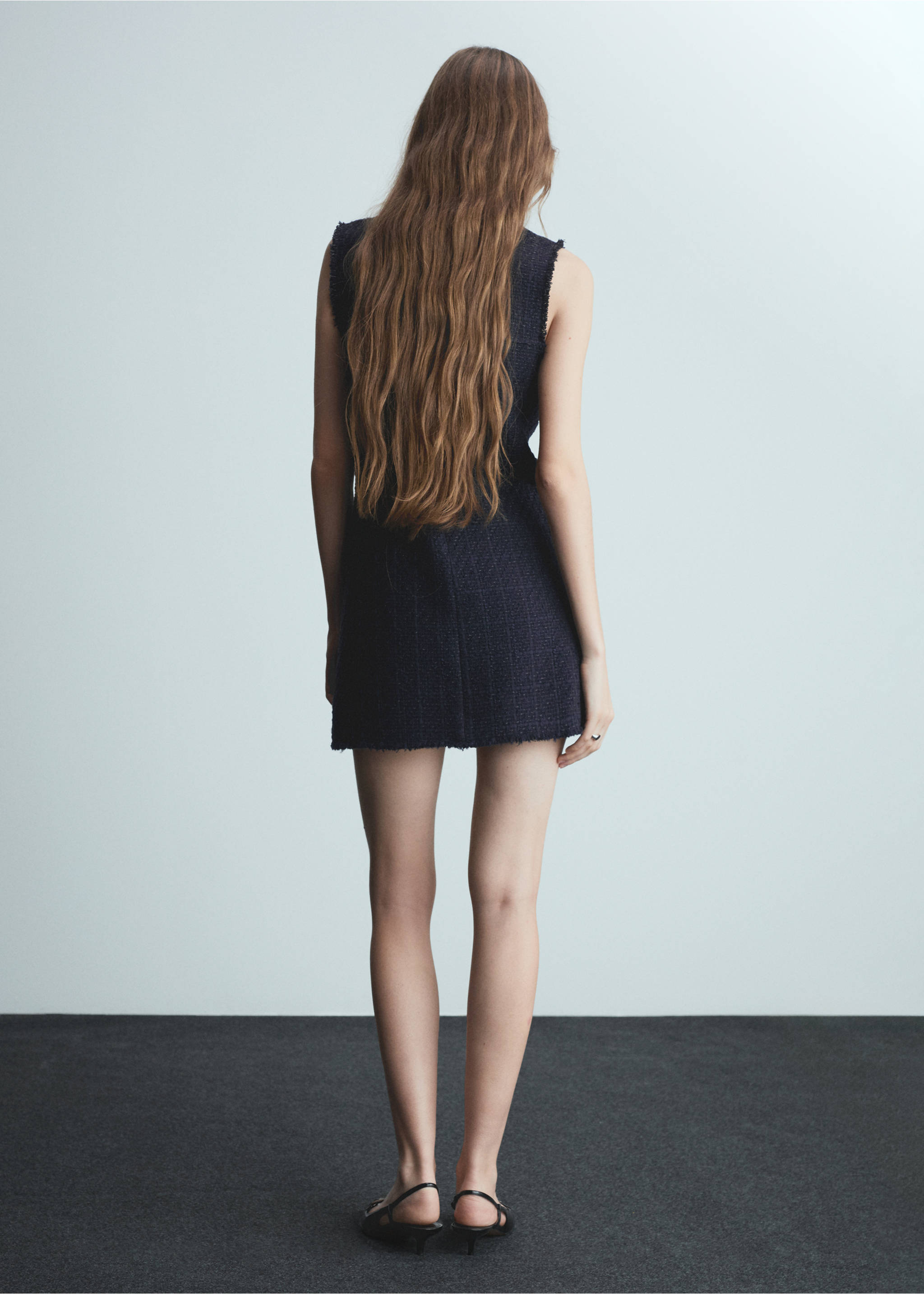 Short tweed dress - Reverse of the article, Dark Navy. Ref: 77086764-00.