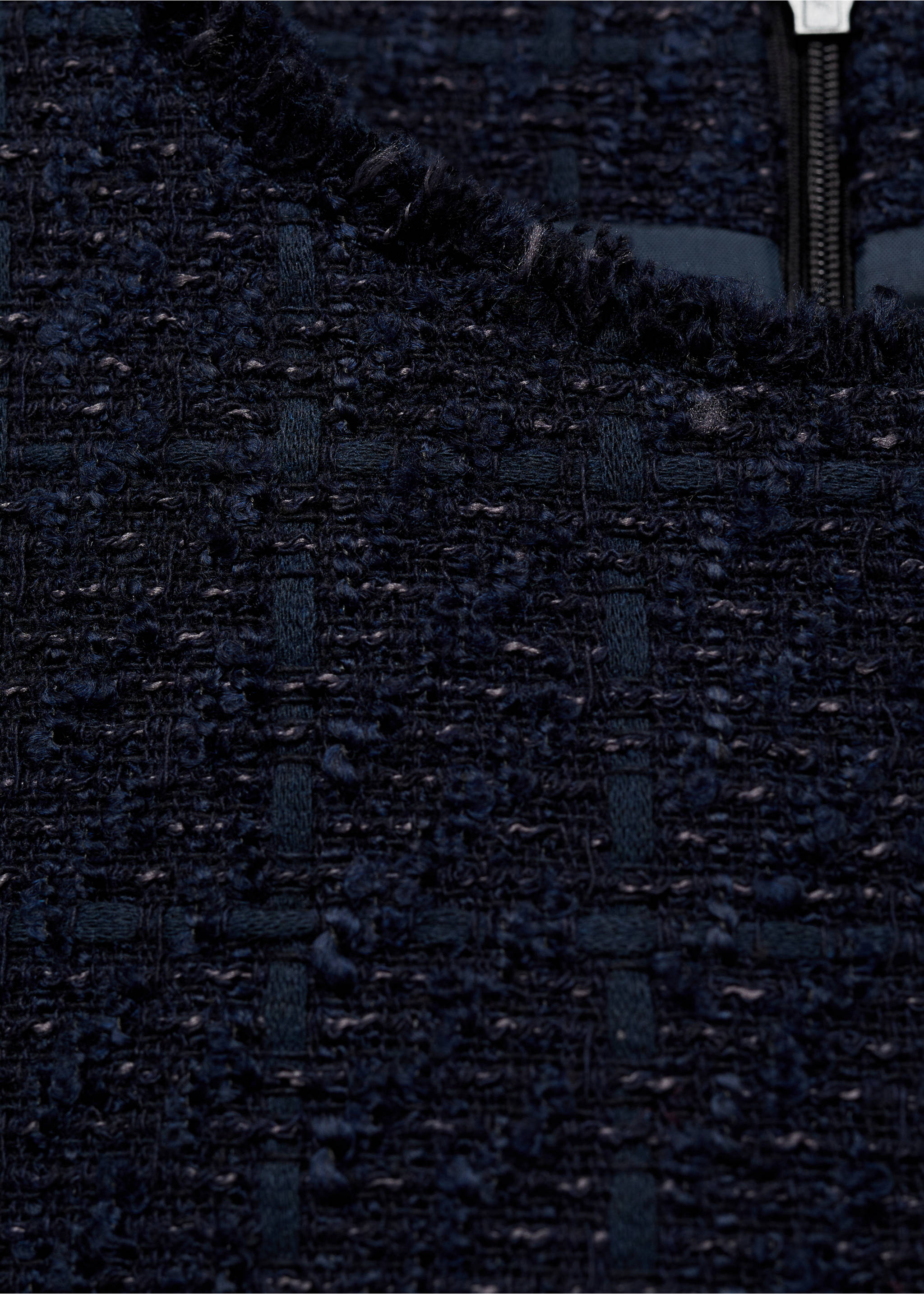 Short tweed dress - Details of the article 8, Dark Navy. Ref: 77086764-00.