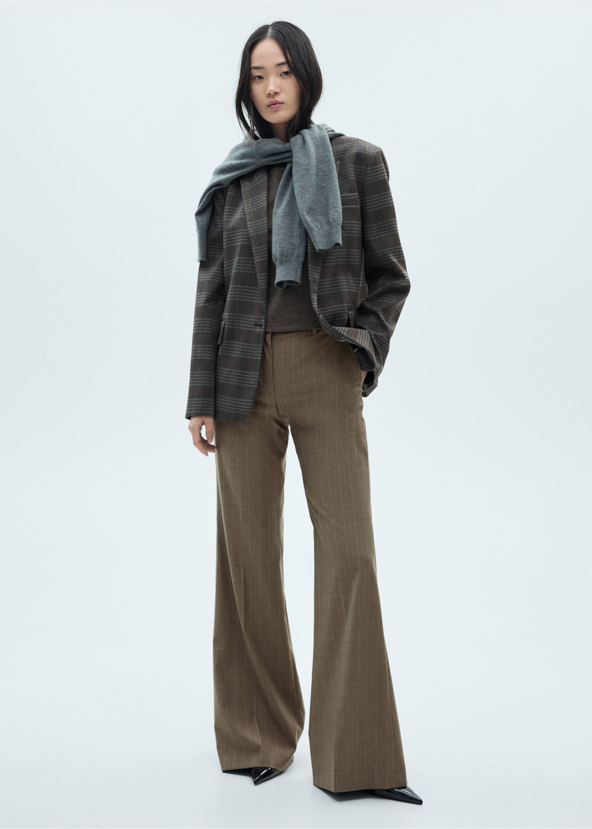 Pinstripe flared trousers - General plane, Beige. Ref: 77087113-00.