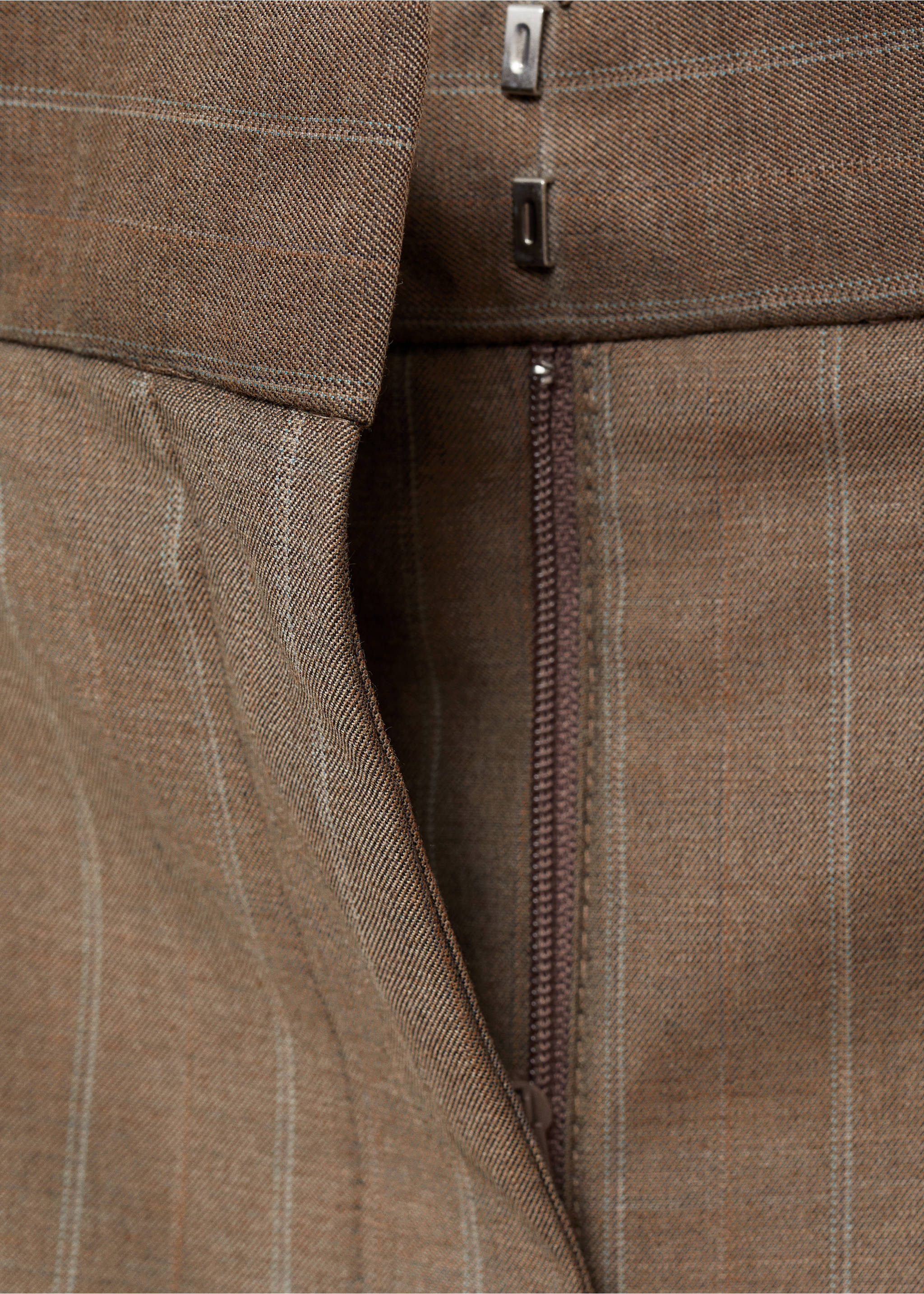 Pinstripe flared trousers - Details of the article 8, Beige. Ref: 77087113-00.