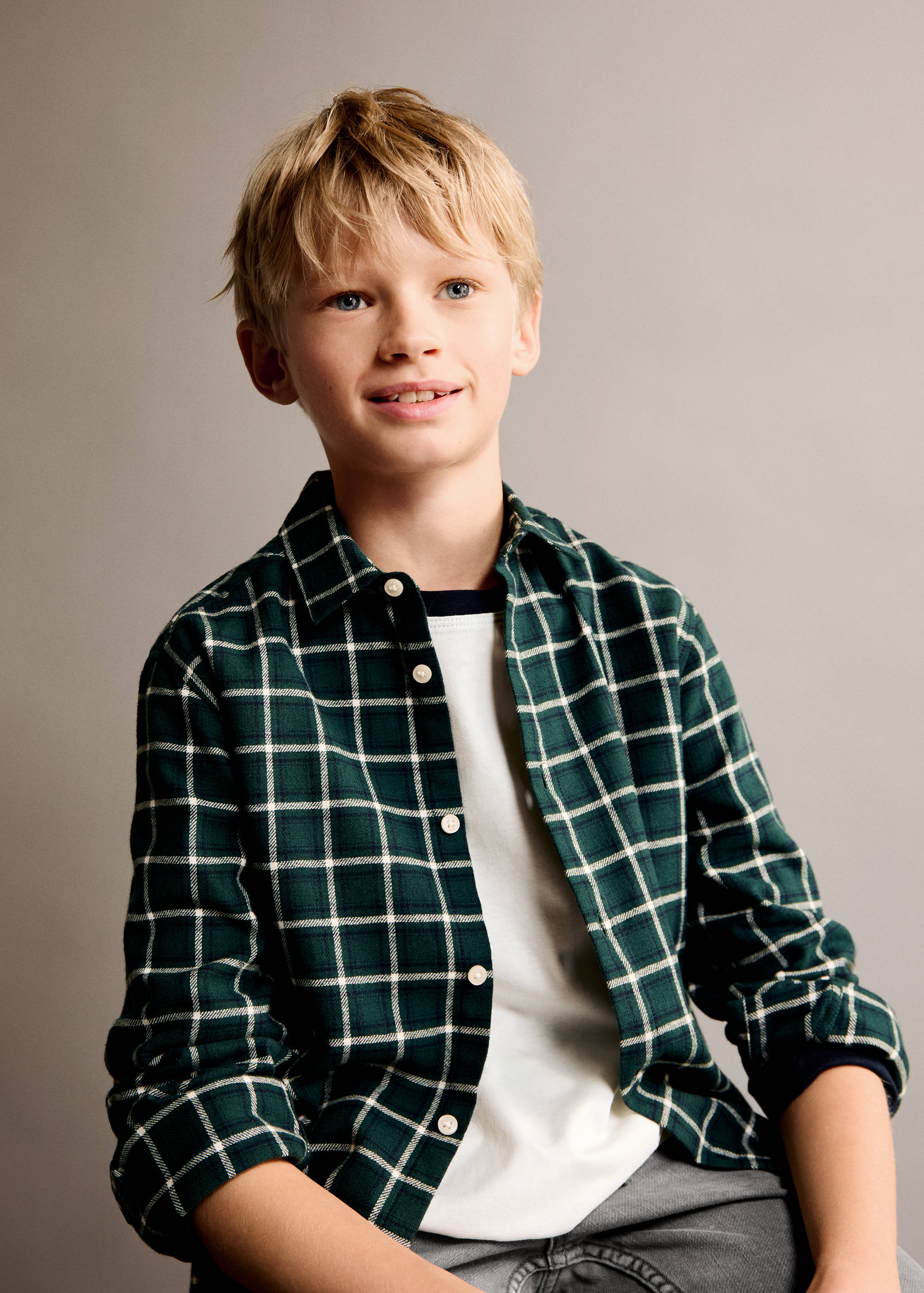 Camisa algodón cuadros - Plano medio