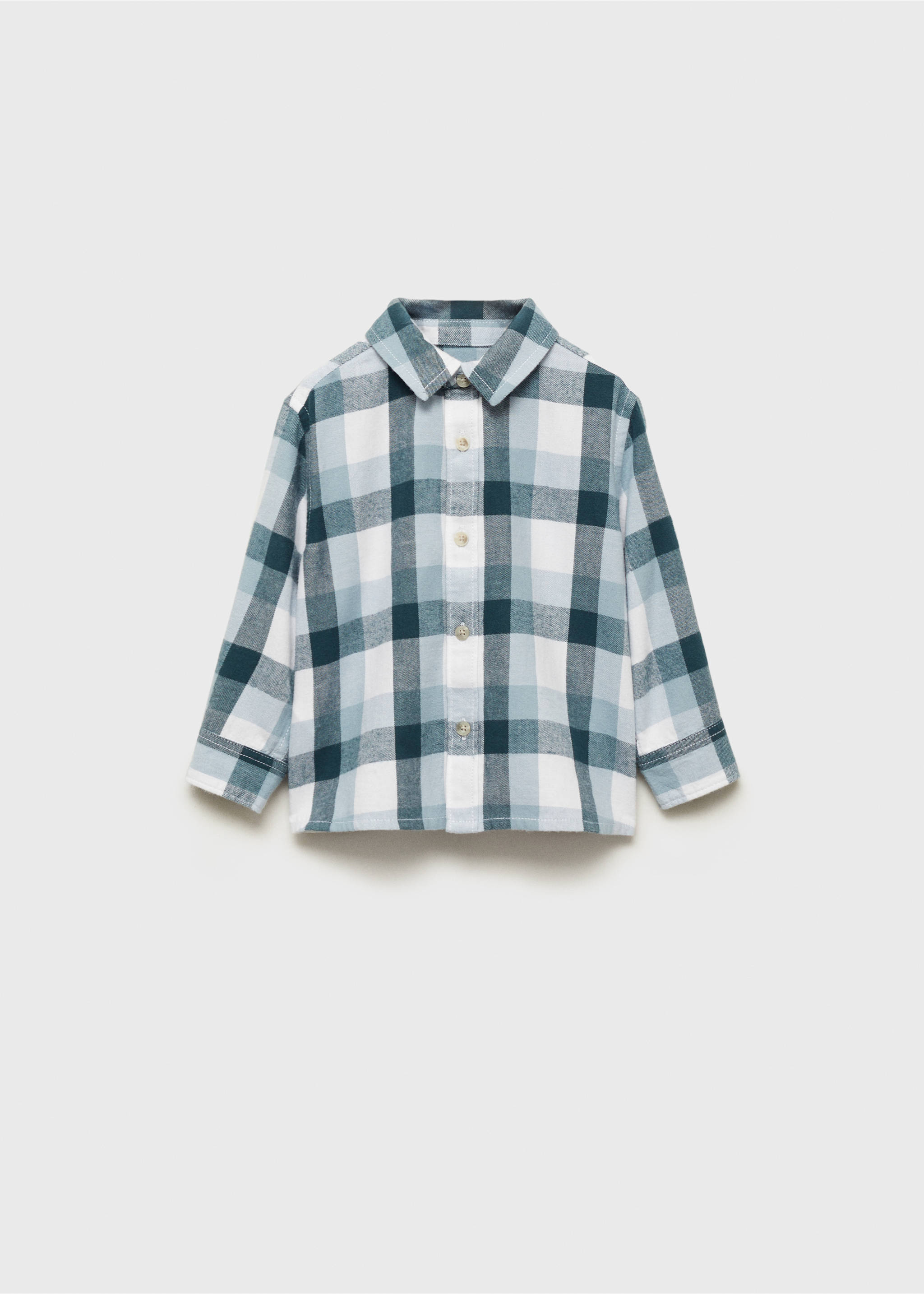 Check cotton shirt - Article without model, Dark Green. Ref: 77087655-00.