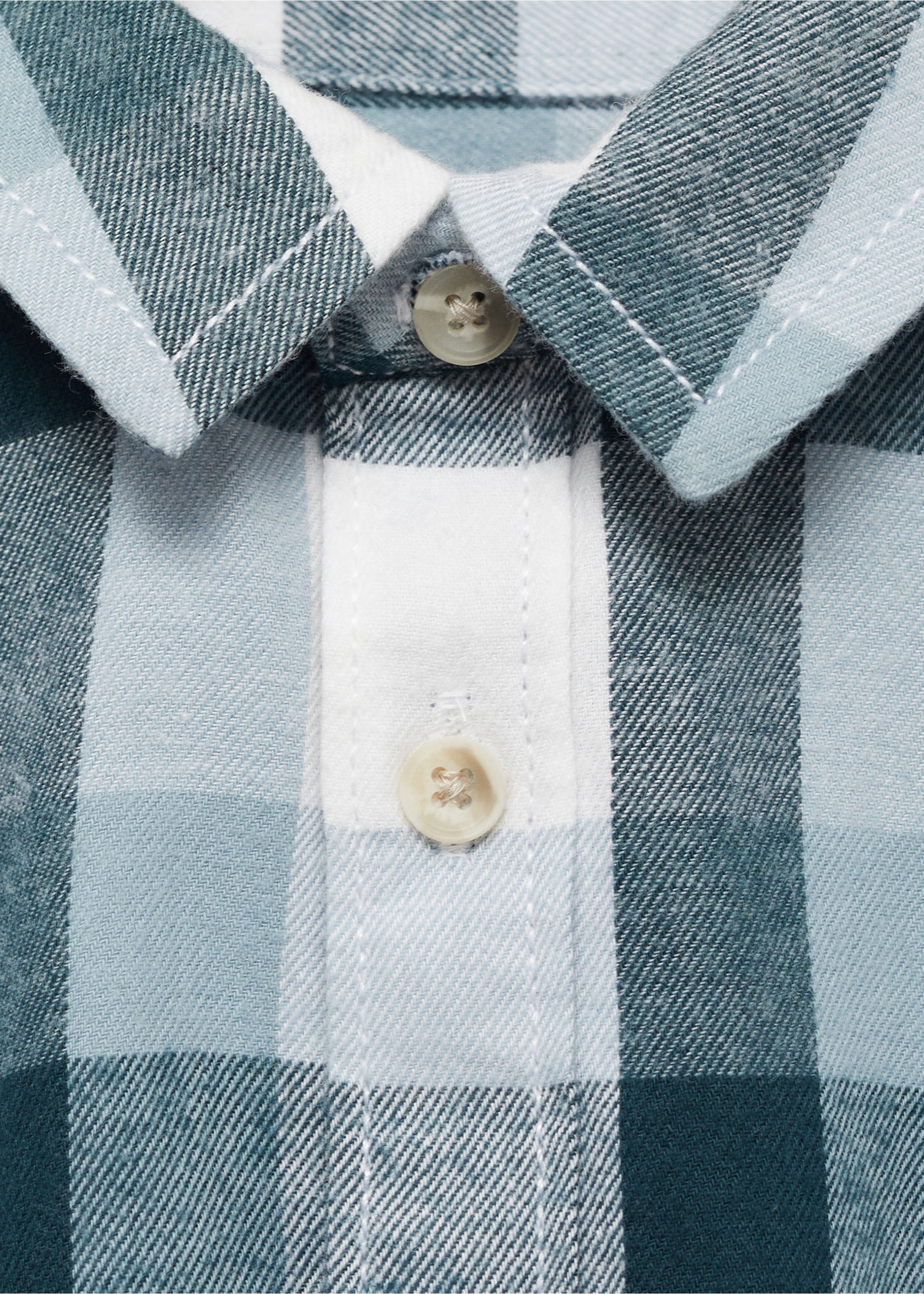 Check cotton shirt - Details of the article 8, Dark Green. Ref: 77087655-00.