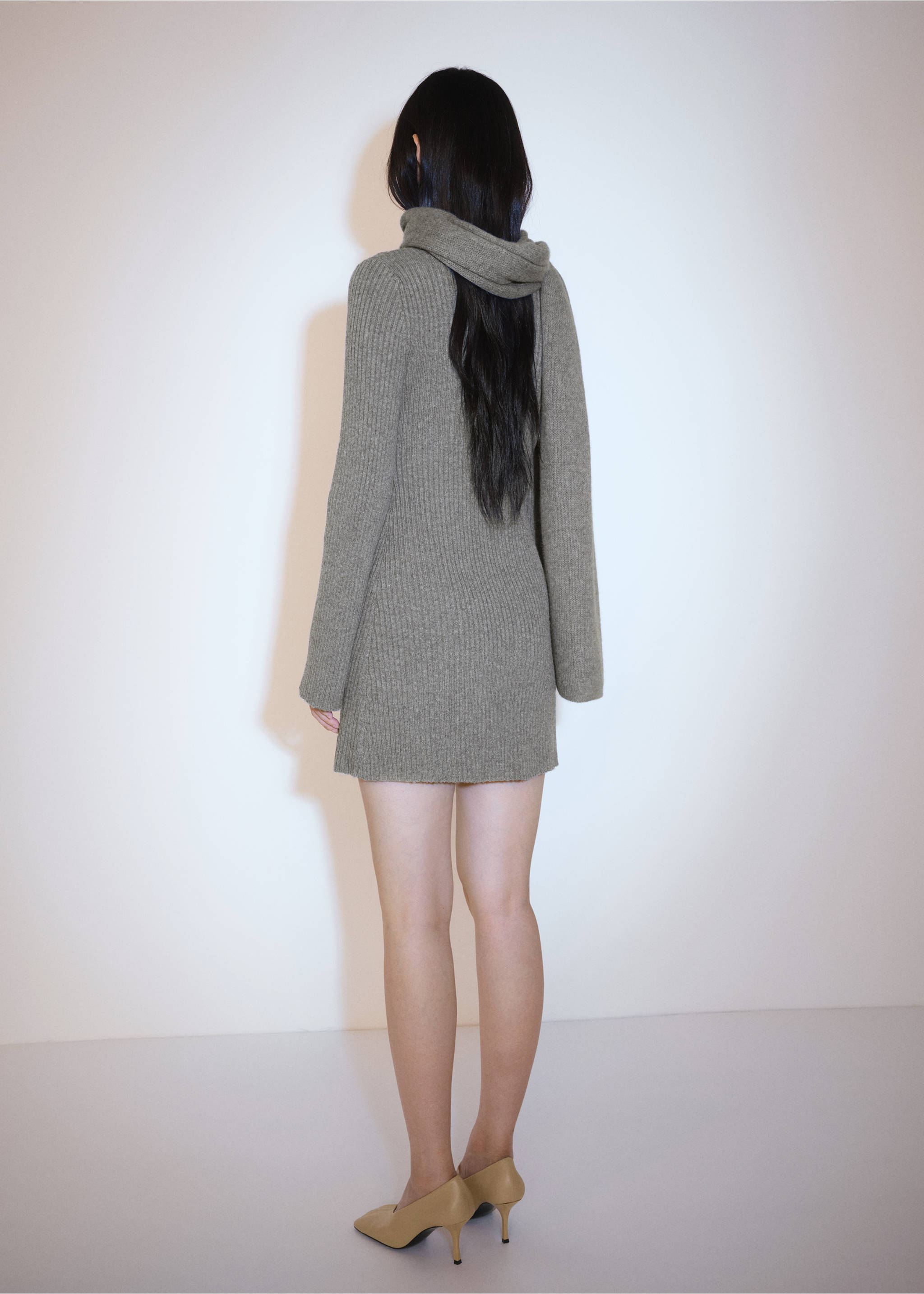 Ribbed short dress - Reverse of the article, Medium Heather Grey. Ref: 77087663-00.