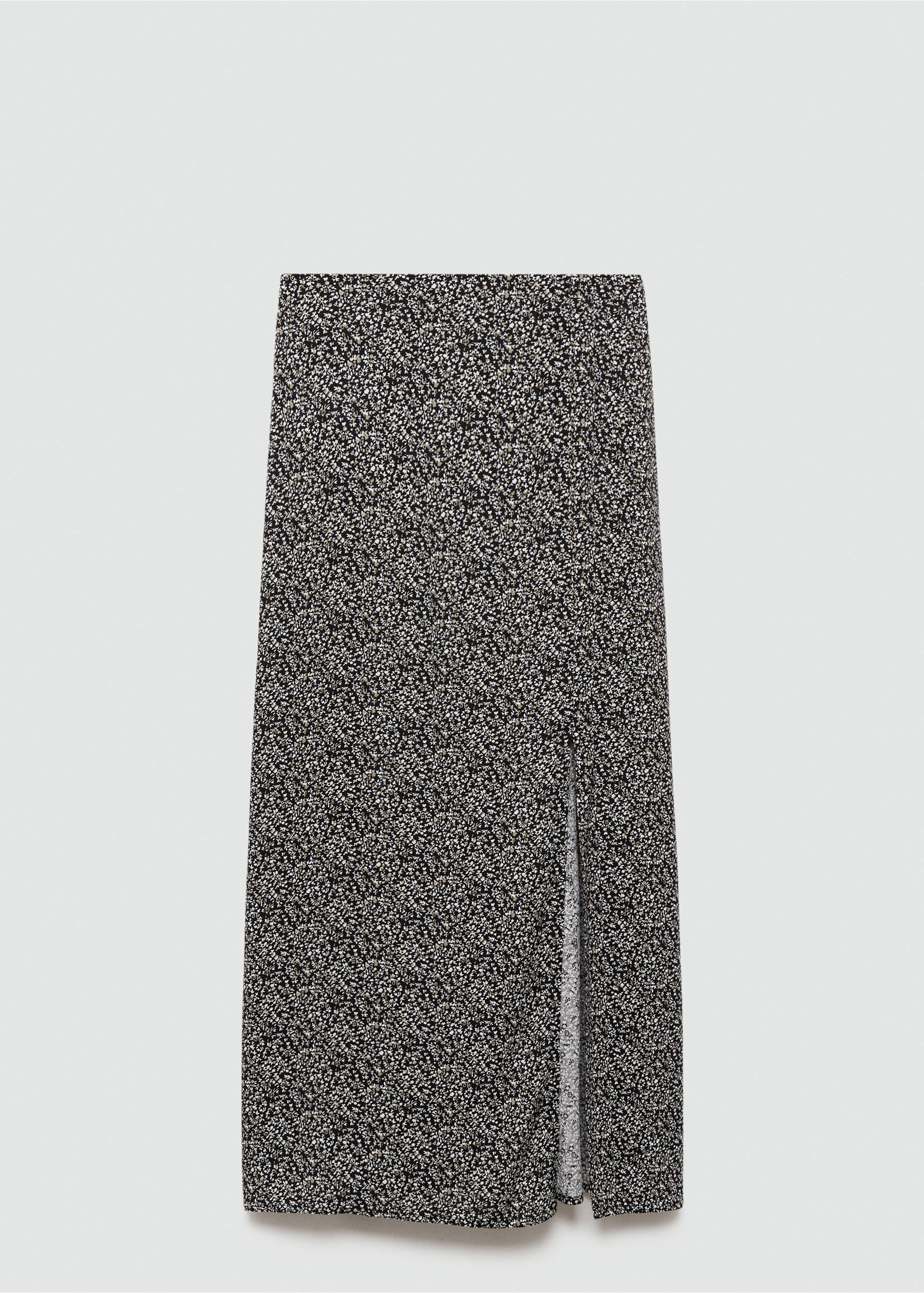 Geblümter Midi-Rock - Artikel ohne Model, Schwarz. Ref: 77087671-00.