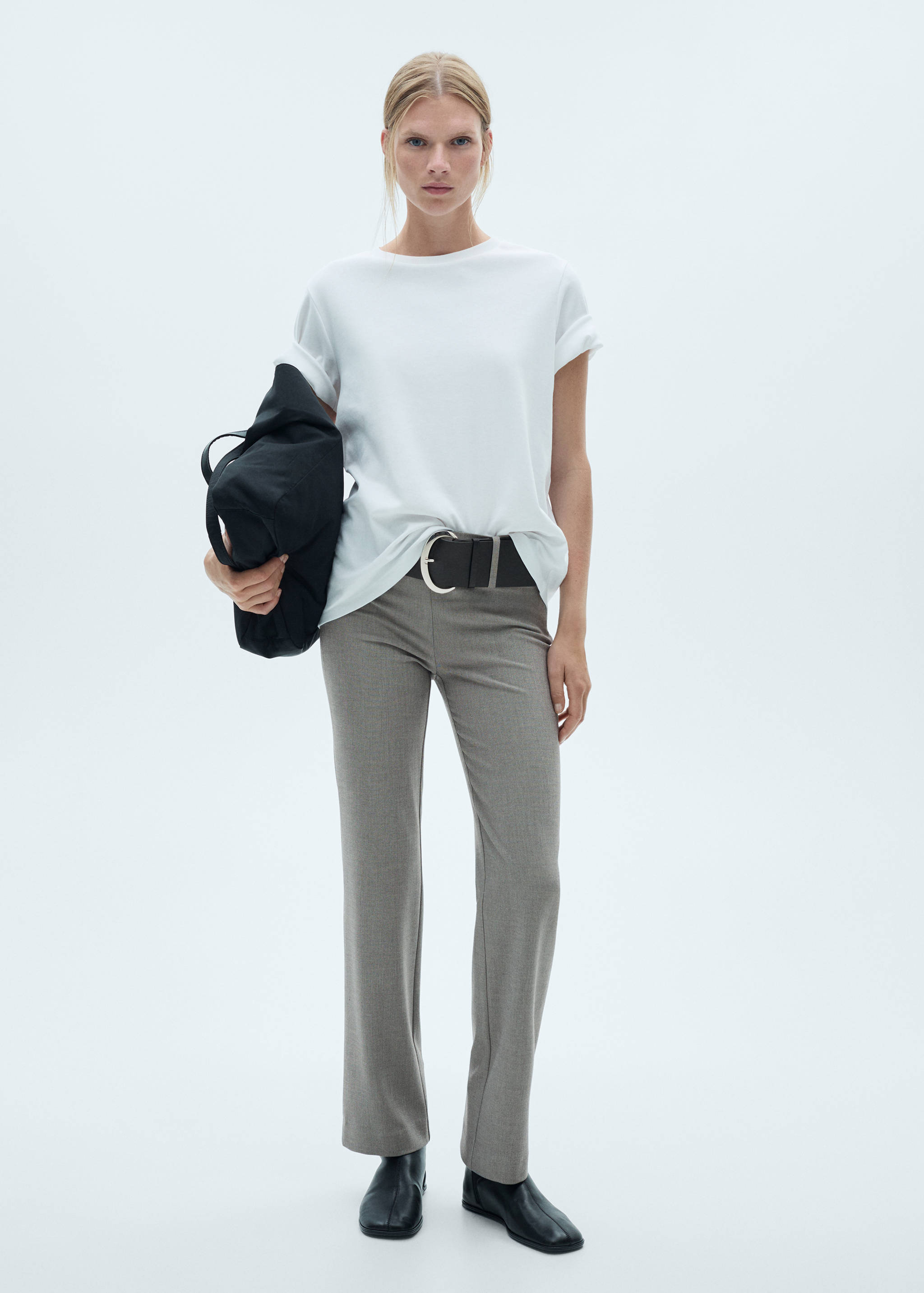 Belt straight-fit pants - General plane