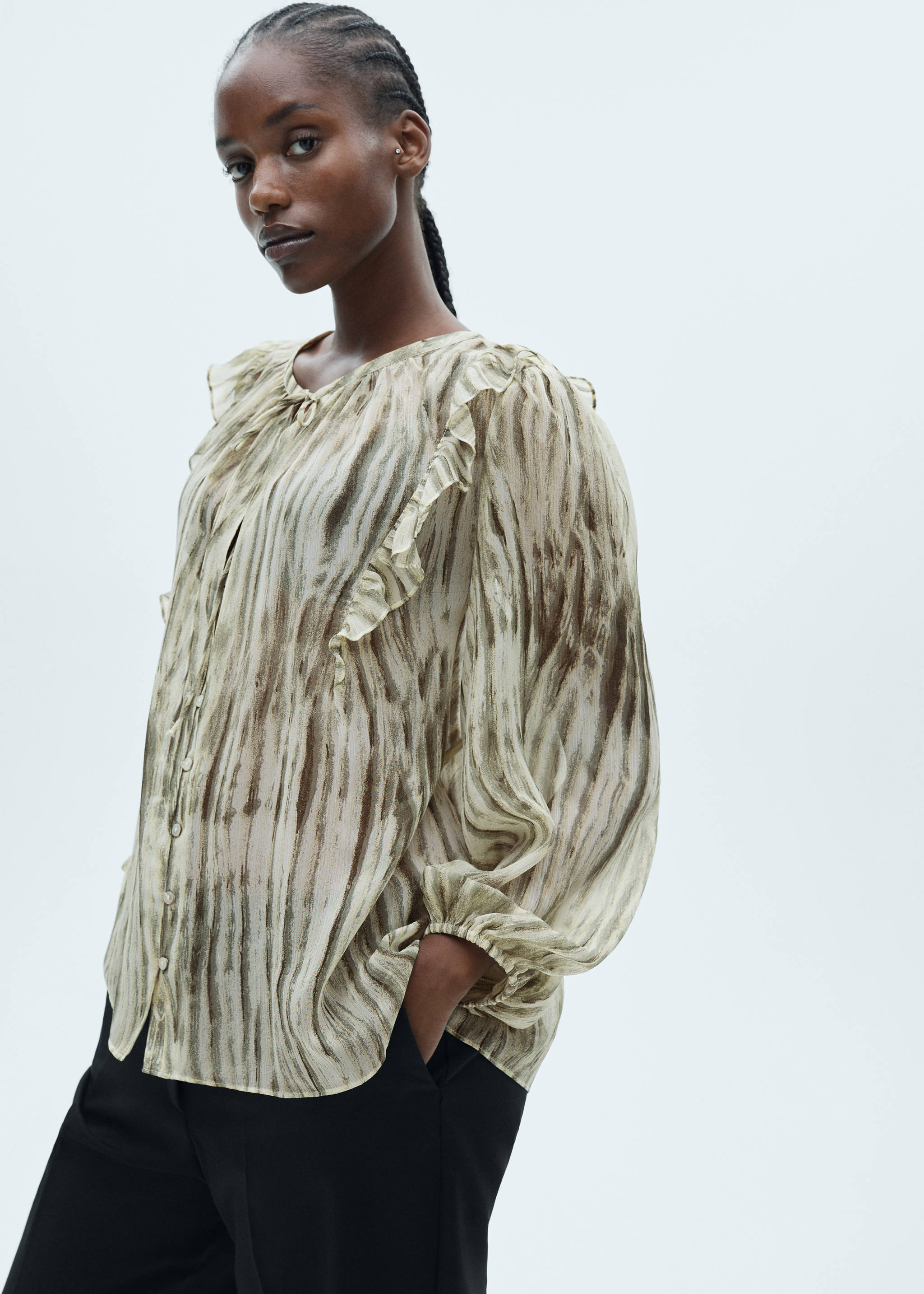 Semi-transparent printed blouse - Details of the article 5