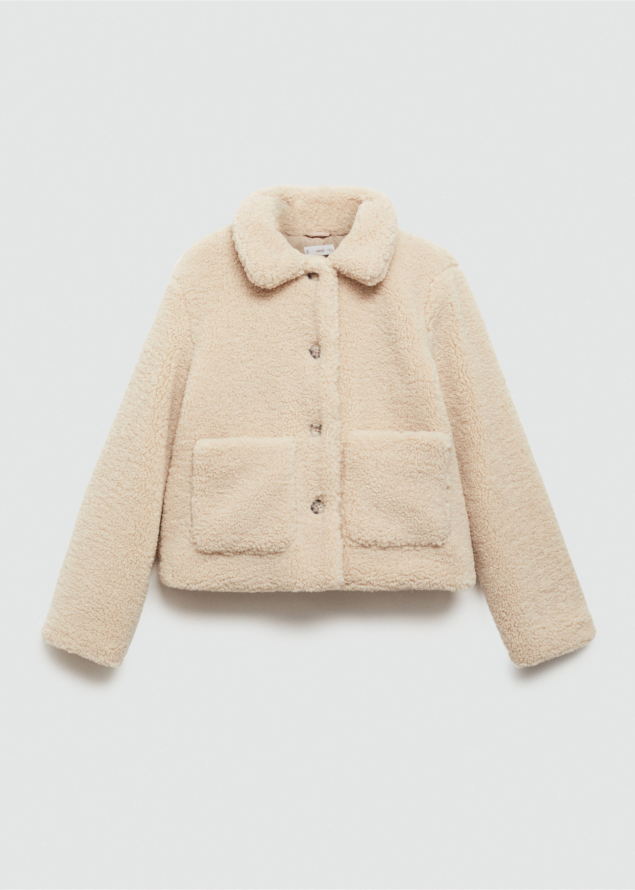 Fur-effect jacket with pockets - Article without model, Ecru. Ref: 77087687-00.