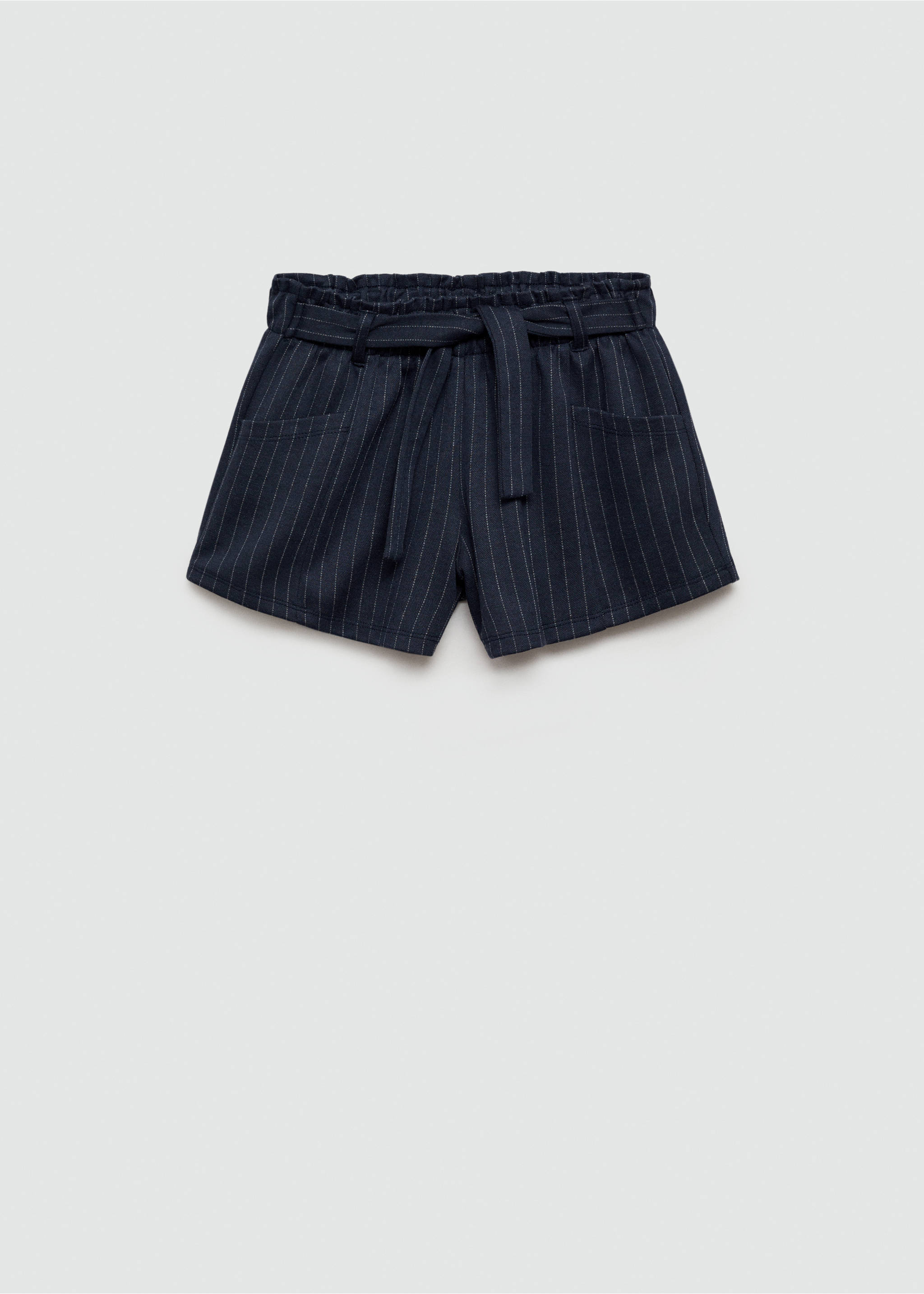 Gestreifte Shorts mit Gürtel - Artikel ohne Model, Dunkles Marineblau. Ref: 77087688-00.