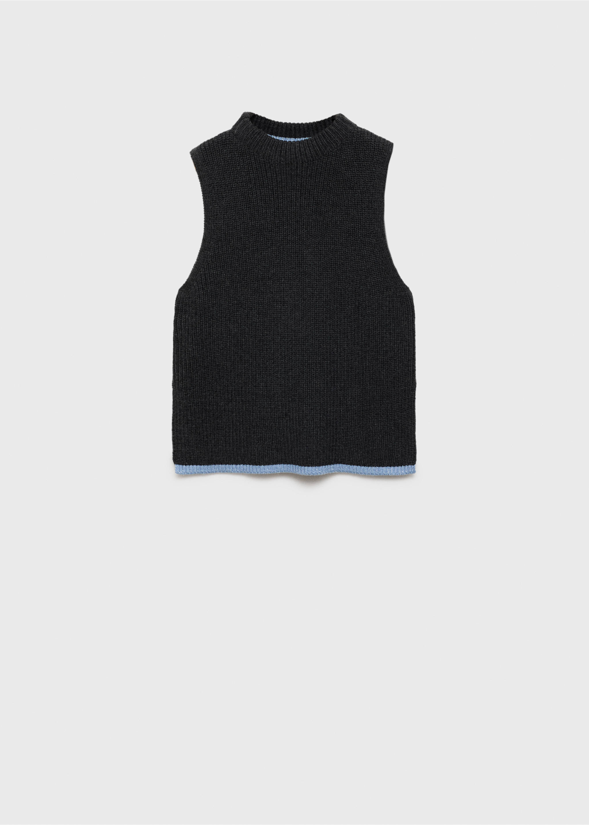 Knitted waistcoat with contrast hem - Article without model, Charcoal. Ref: 77087689-00.