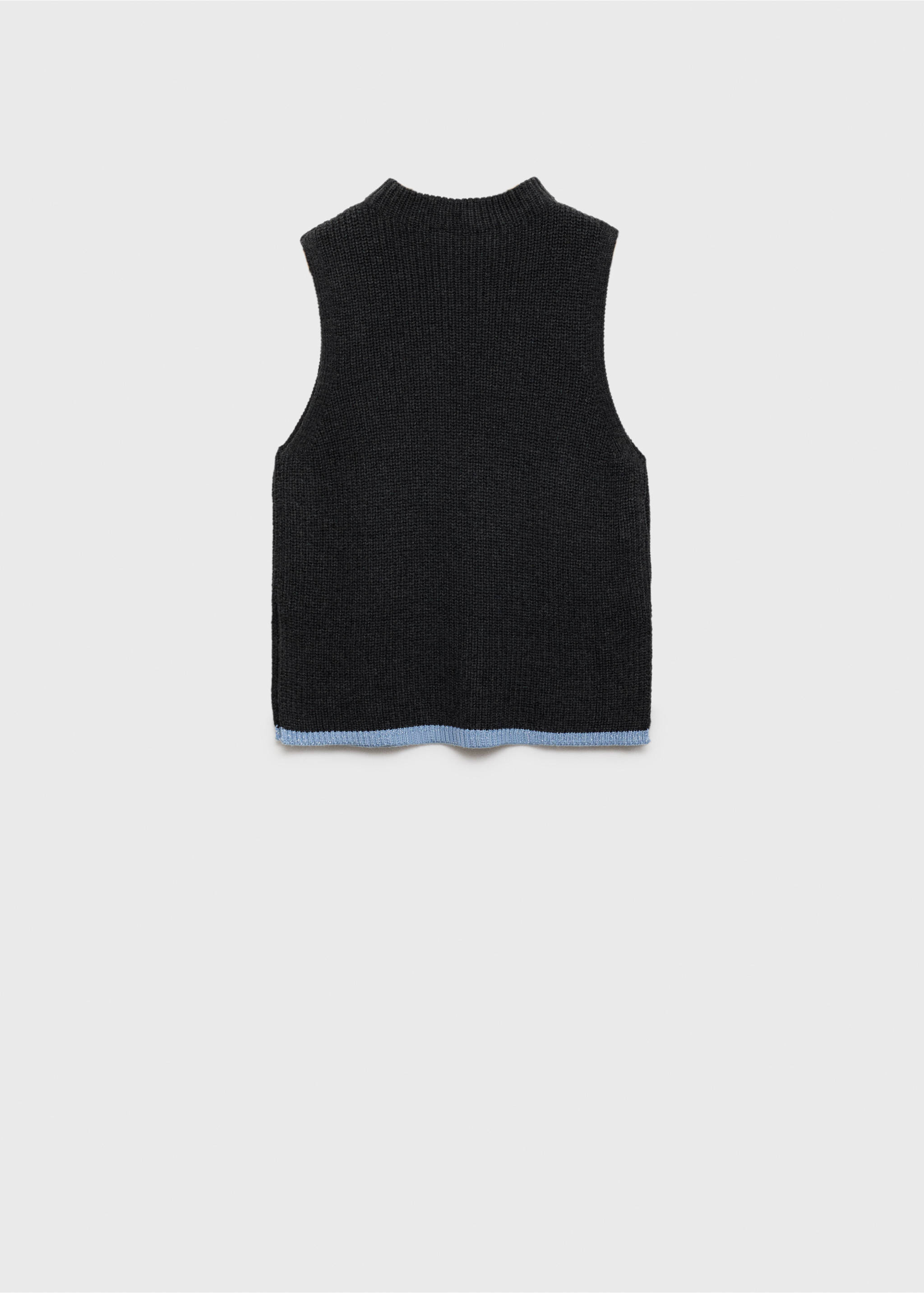 Knitted waistcoat with contrast hem - Reverse of the article, Charcoal. Ref: 77087689-00.
