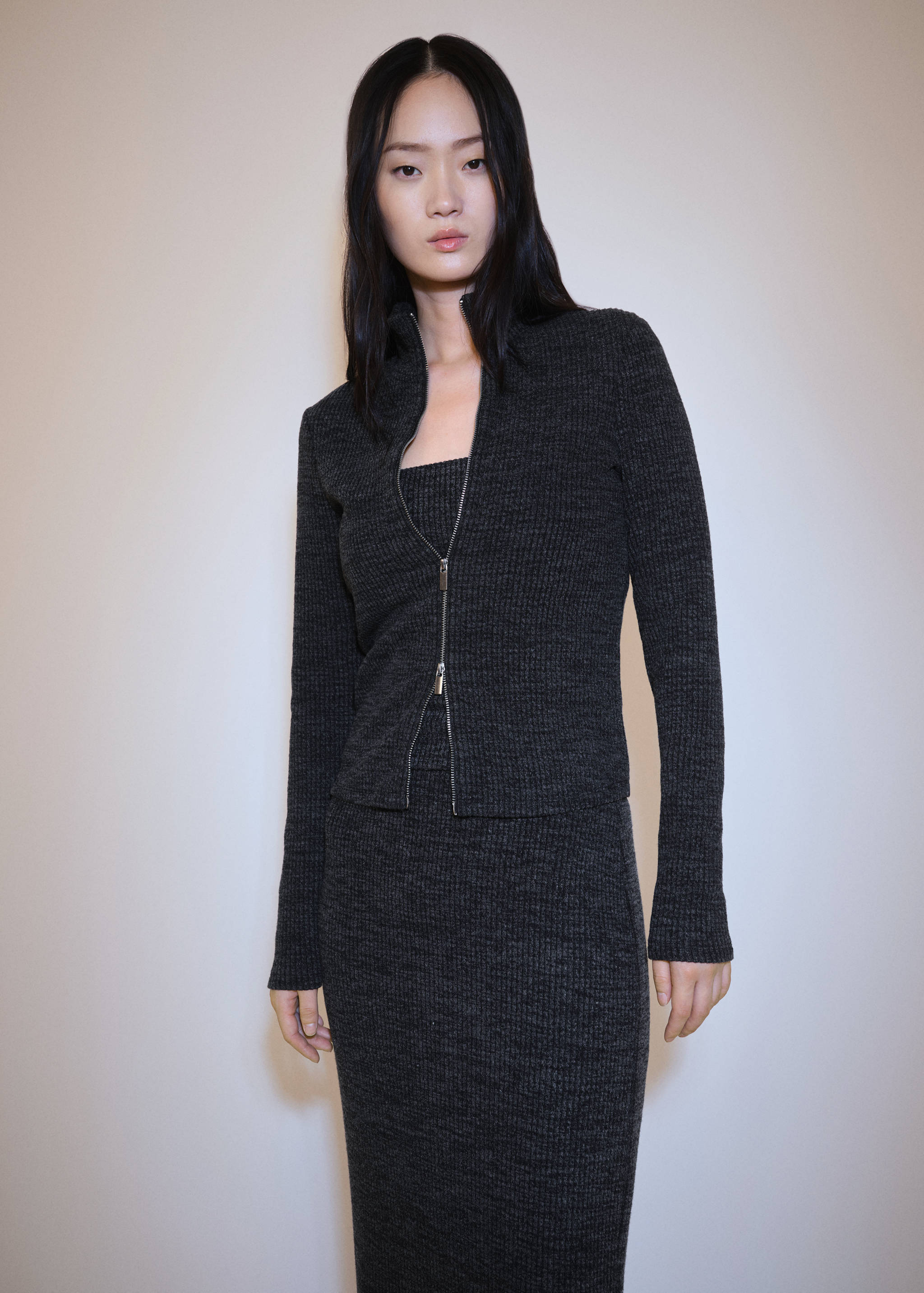 Chaqueta punto cremallera - Plano medio