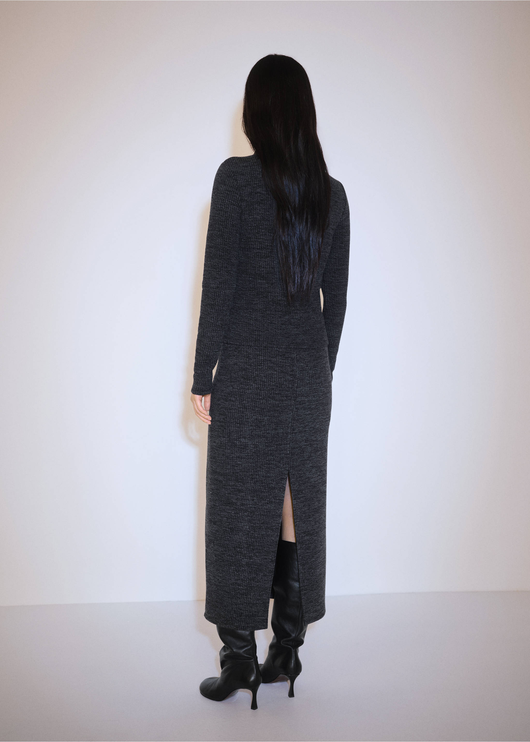 Knitted jacket with zip - Reverse of the article, Grey. Ref: 77087690-00.