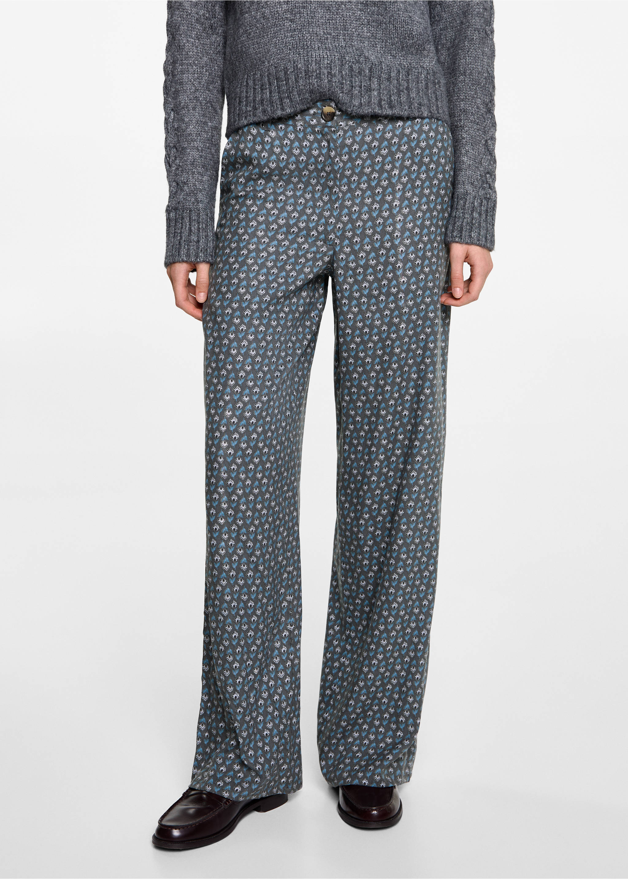 Flowy printed trousers - Medium plane, Charcoal. Ref: 77087702-00.