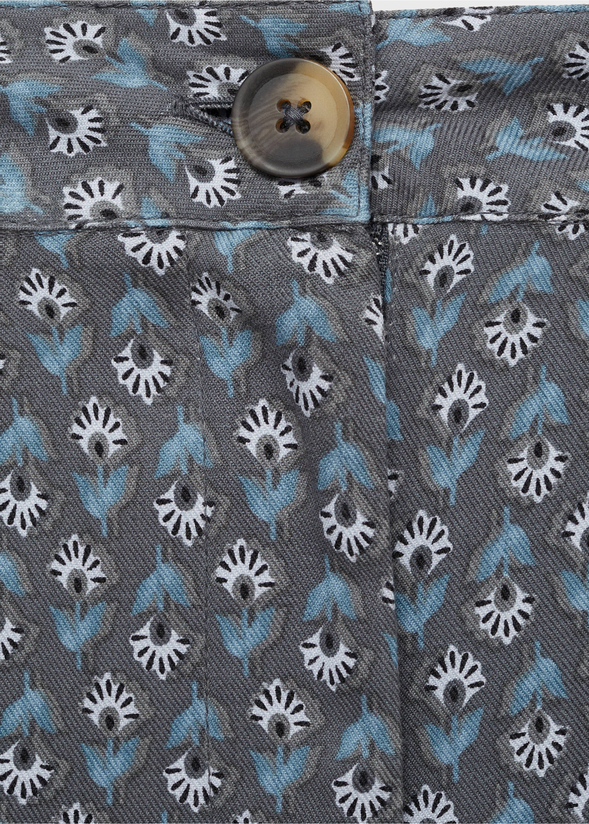 Flowy printed trousers - Details of the article 8, Charcoal. Ref: 77087702-00.