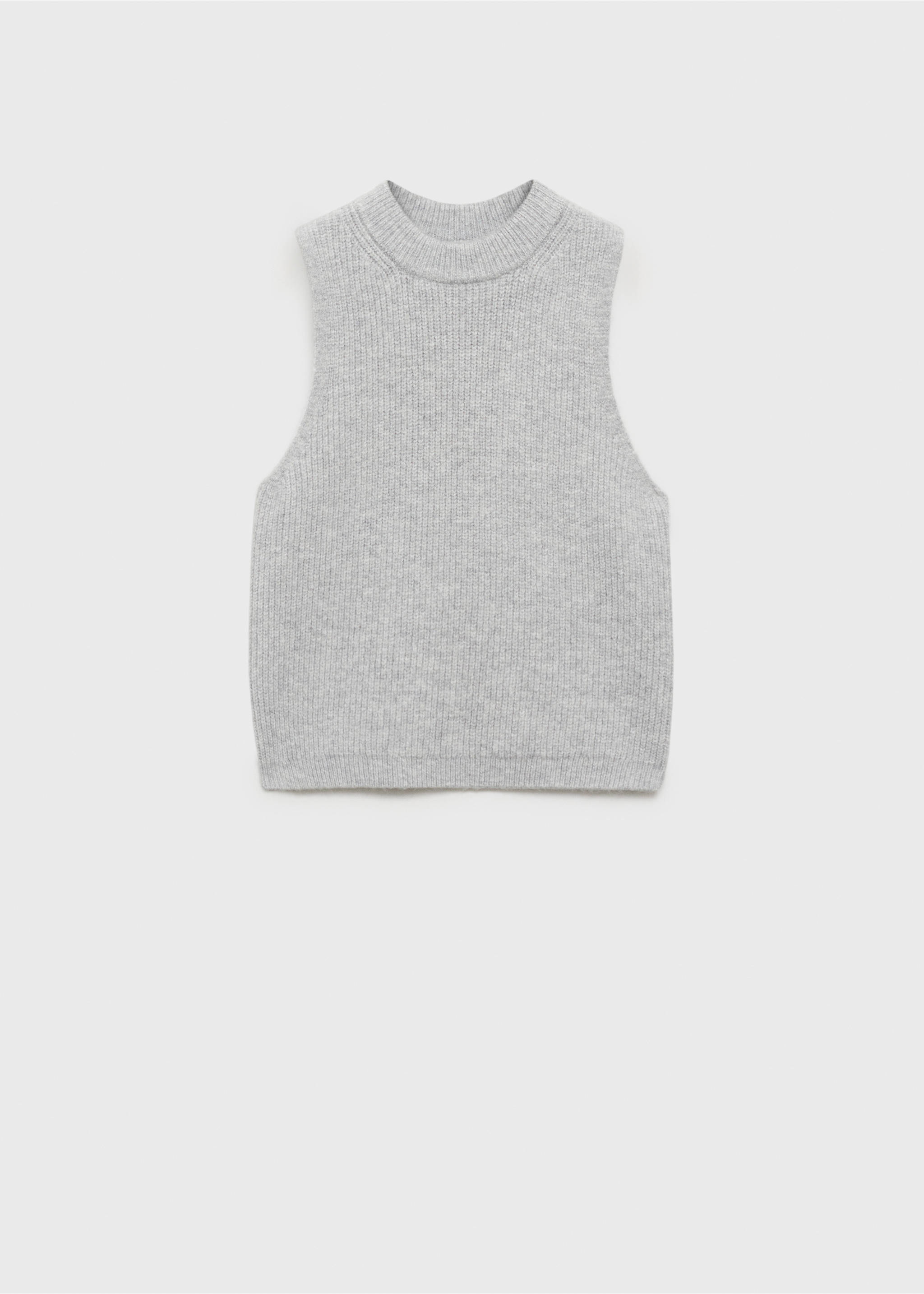 Gilet maille côtelée - Article sans modèle, Gris chiné moyen. Ref: 77087708-00.