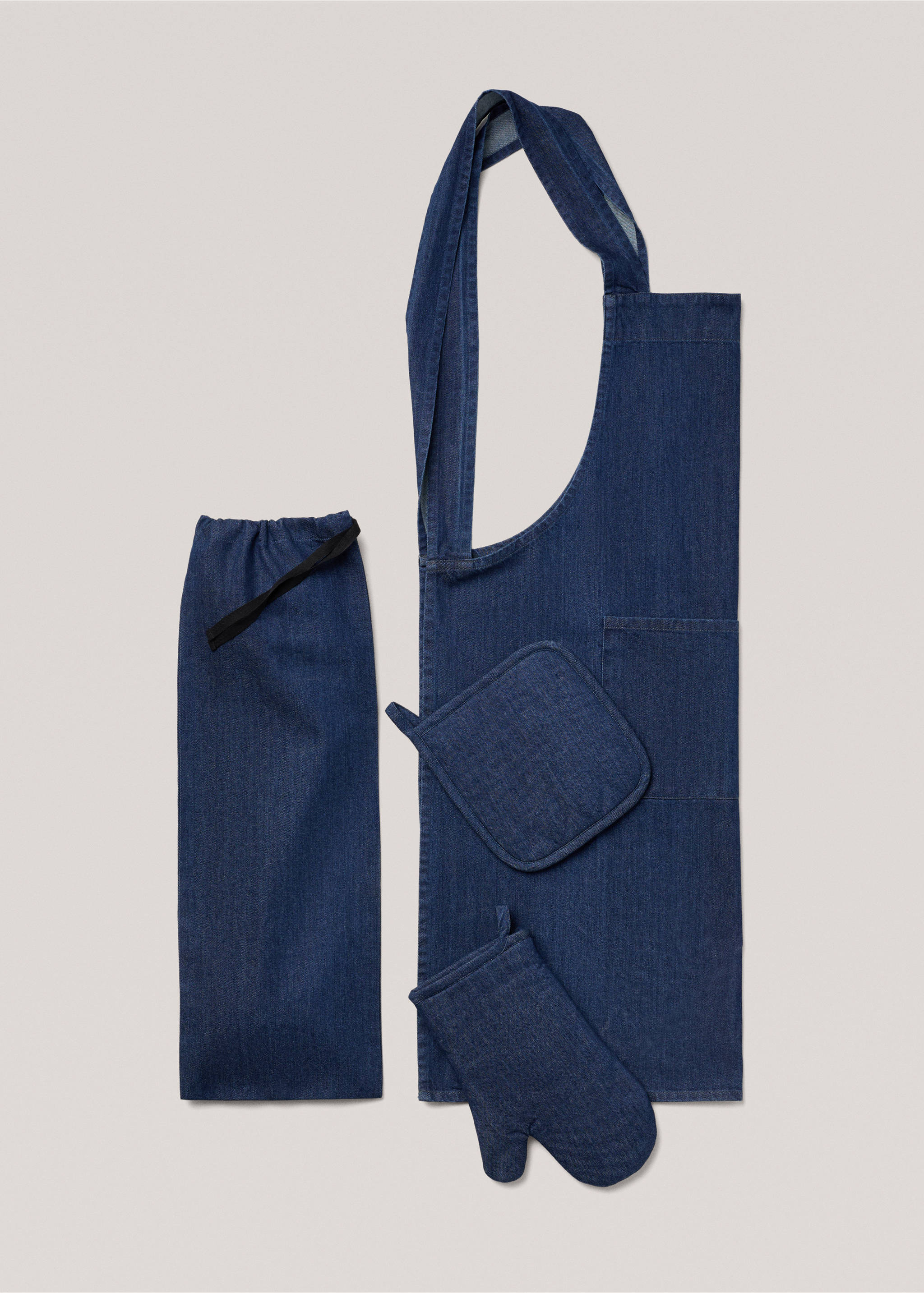 Denim bread bag with adjustable strap - Details of the article 3, Medium Blue. Ref: 77087709-00.