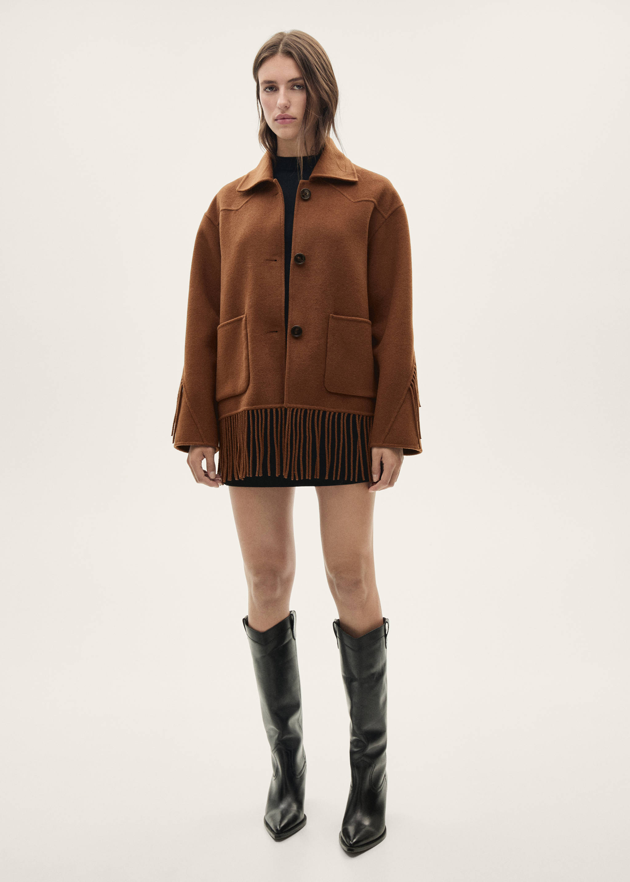 Fringed wool-blend  jacket - General plane