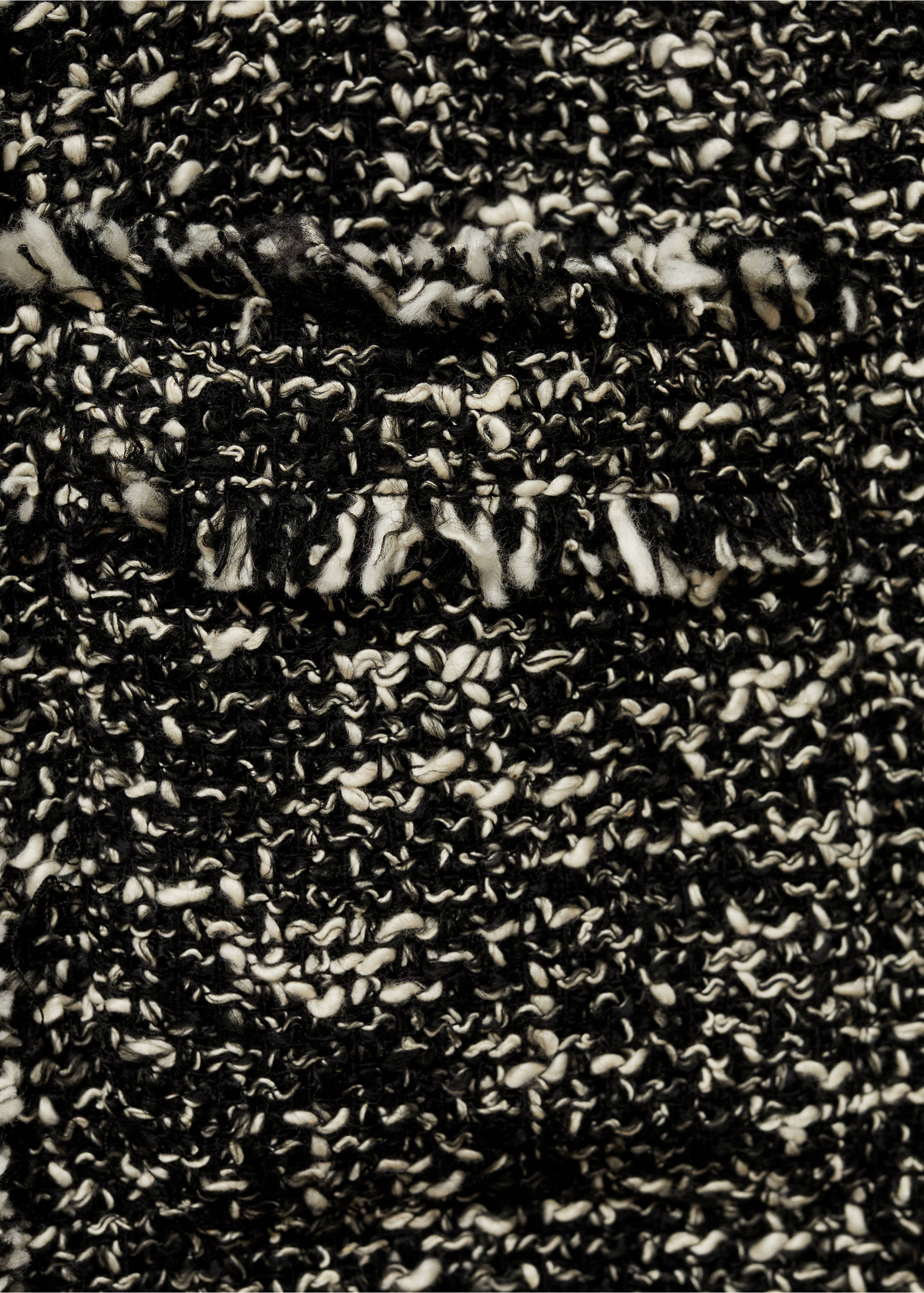 Tweed jacket with frayed ends - Details of the article 0, Black. Ref: 77087719-00.