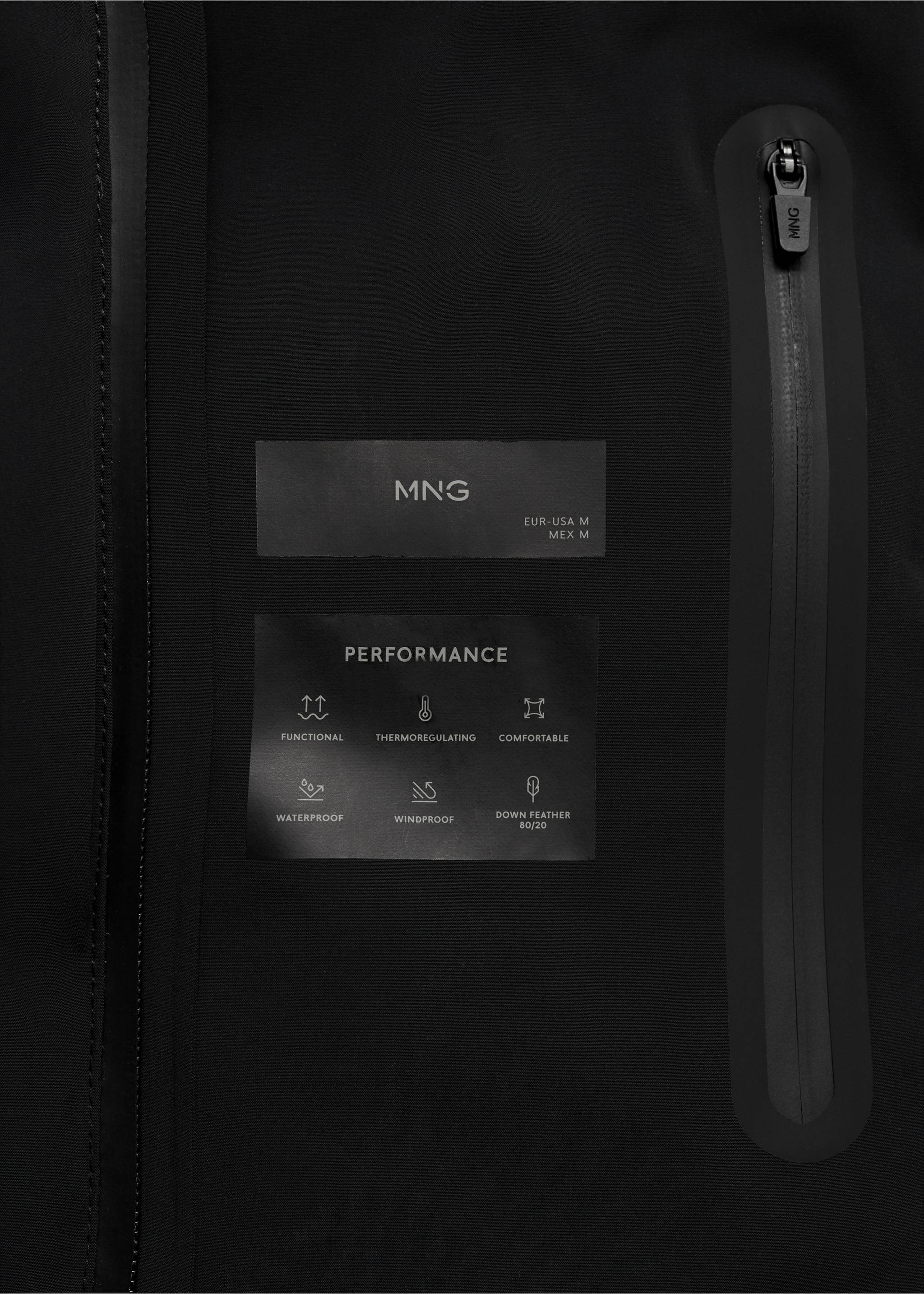 Waterproof anorak with down and feather filling - Details of the article 0, Black. Ref: 77087911-00.