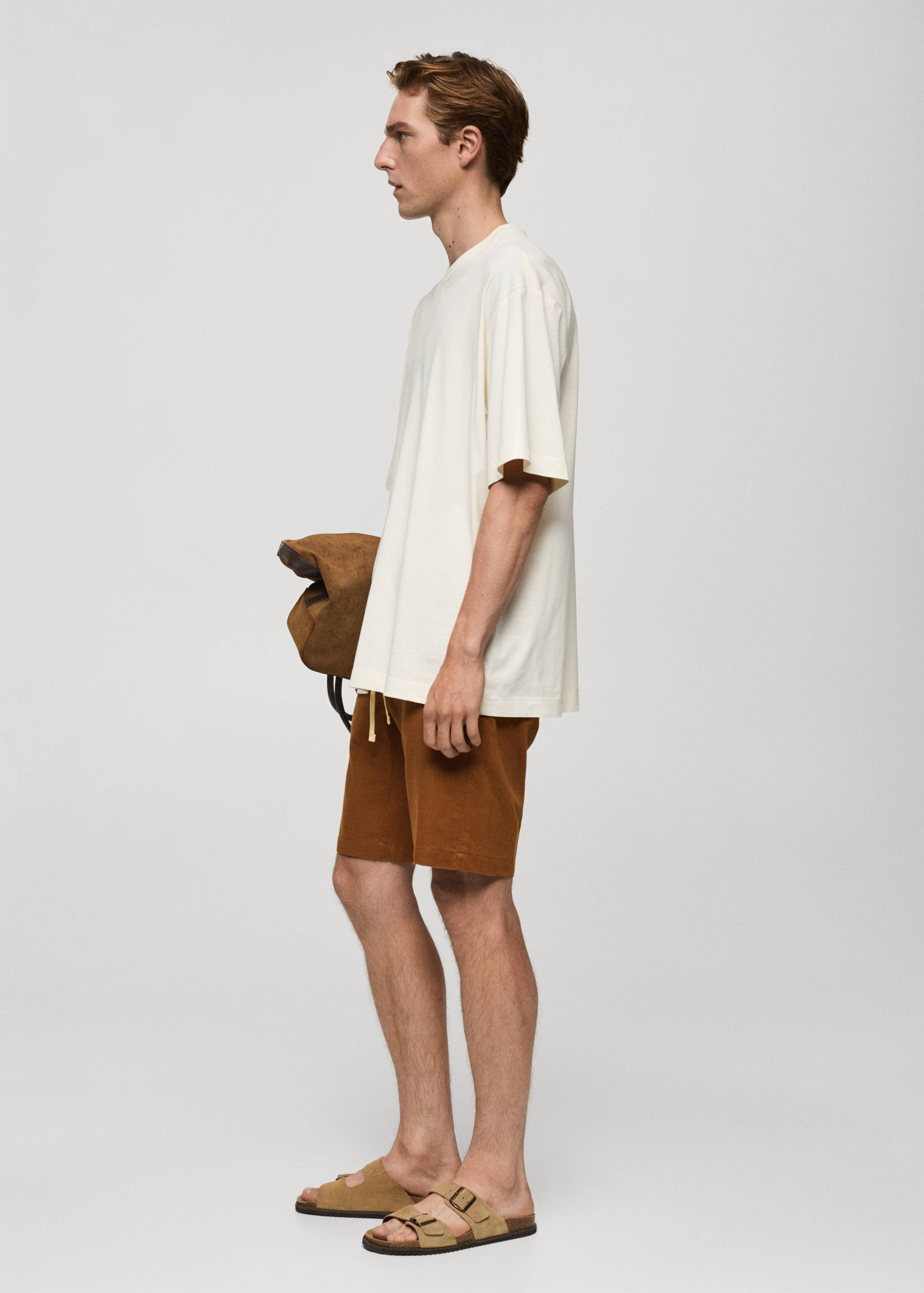 100% linen bermuda shorts with drawstring - Details of the article 2