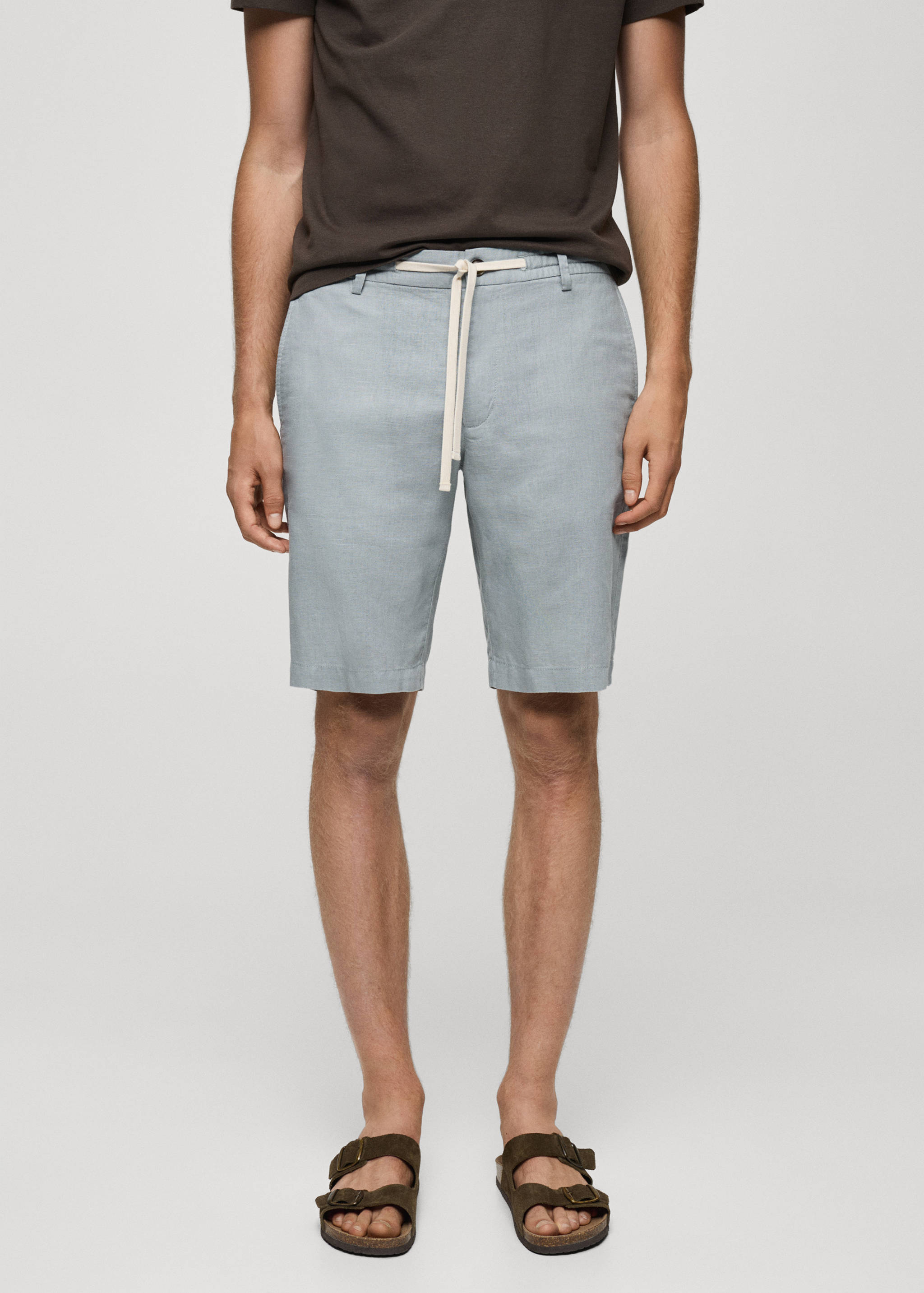 100% linen bermuda shorts with drawstring - Medium plane