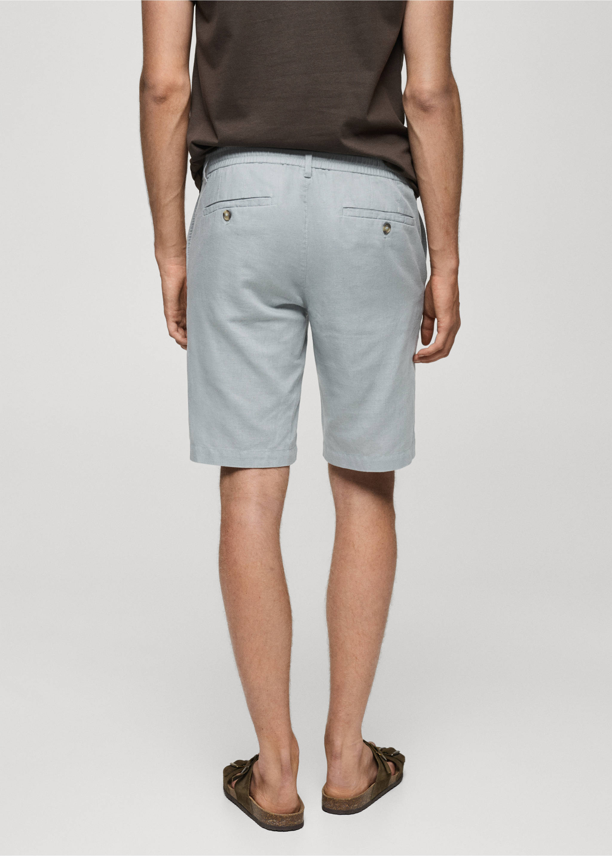 100% linen bermuda shorts with drawstring - Reverse of the article, Aqua Green. Ref: 77087913-00.