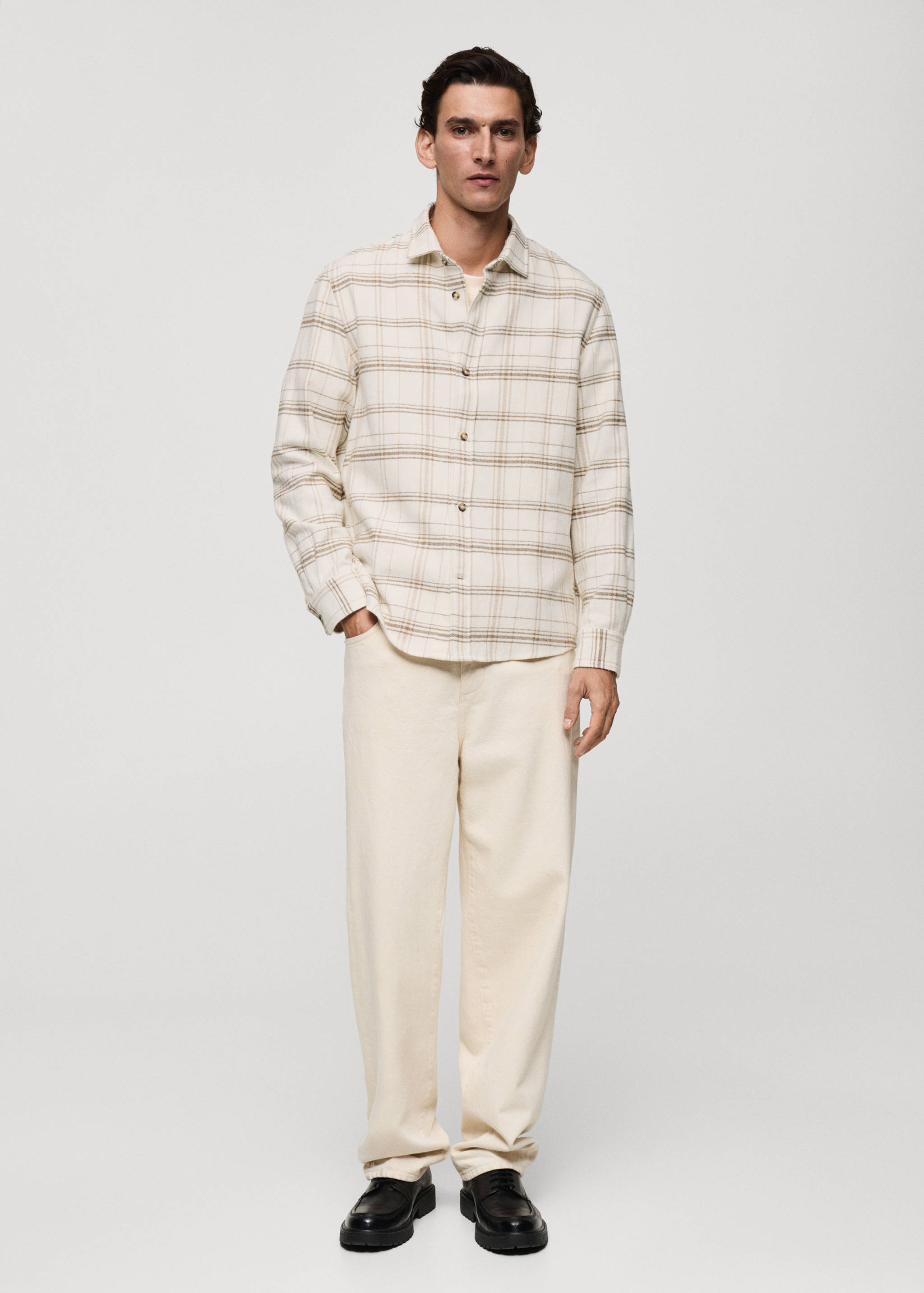 100% cotton flannel check overshirt - General plane