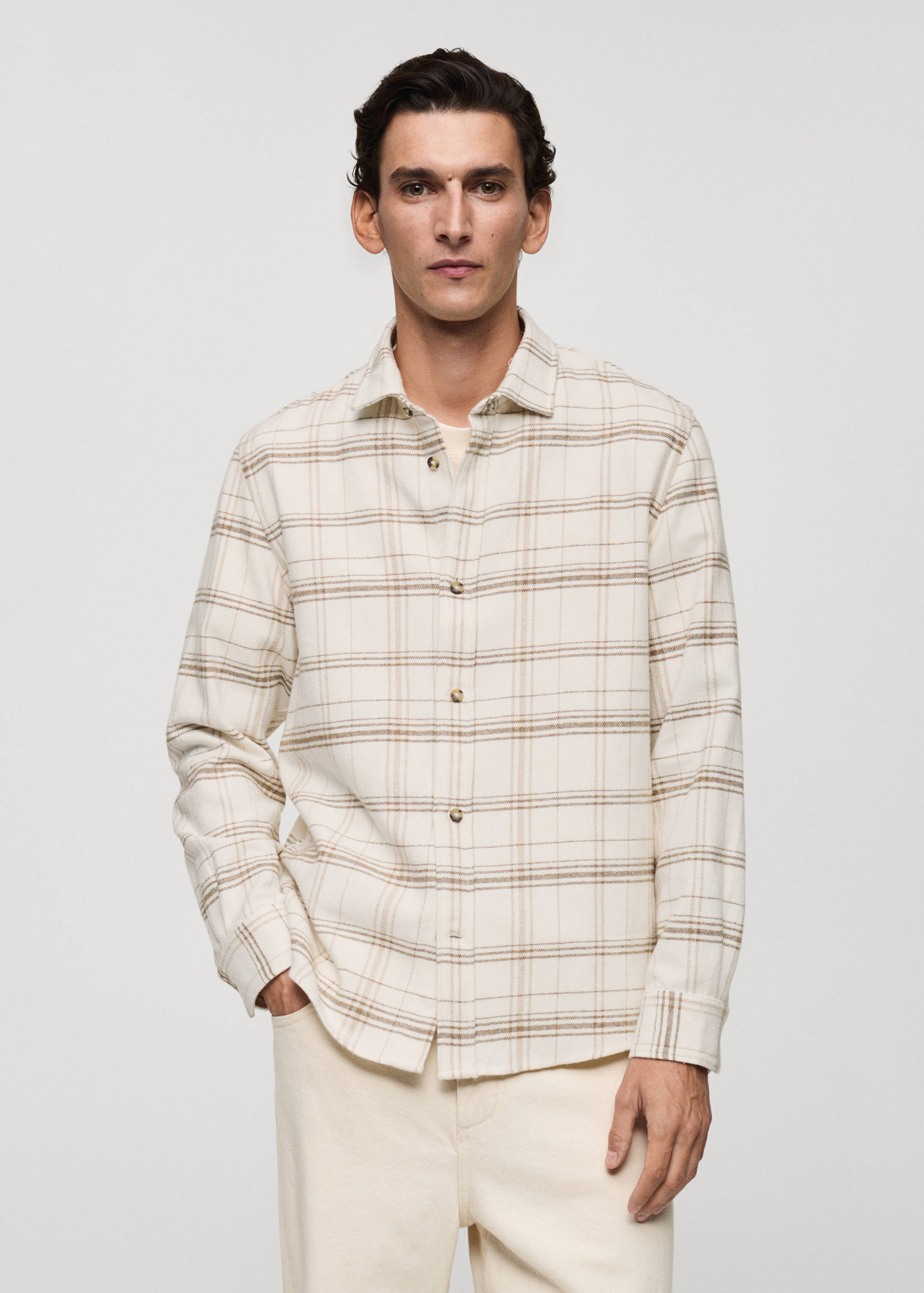 100% cotton flannel check overshirt - Medium plane