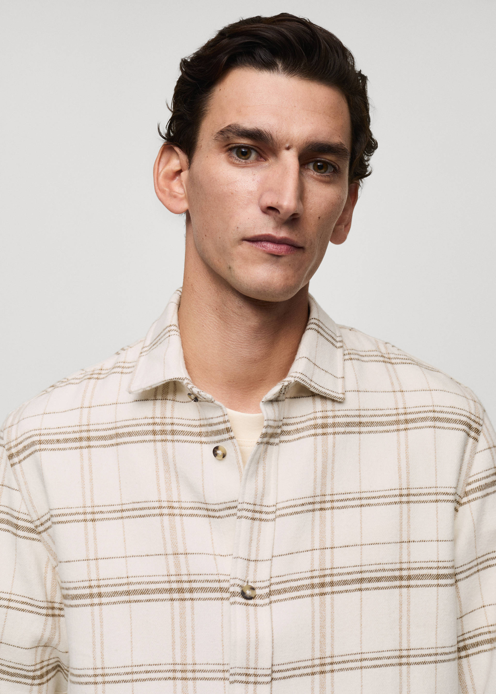 100% cotton flannel check overshirt - Details of the article 1