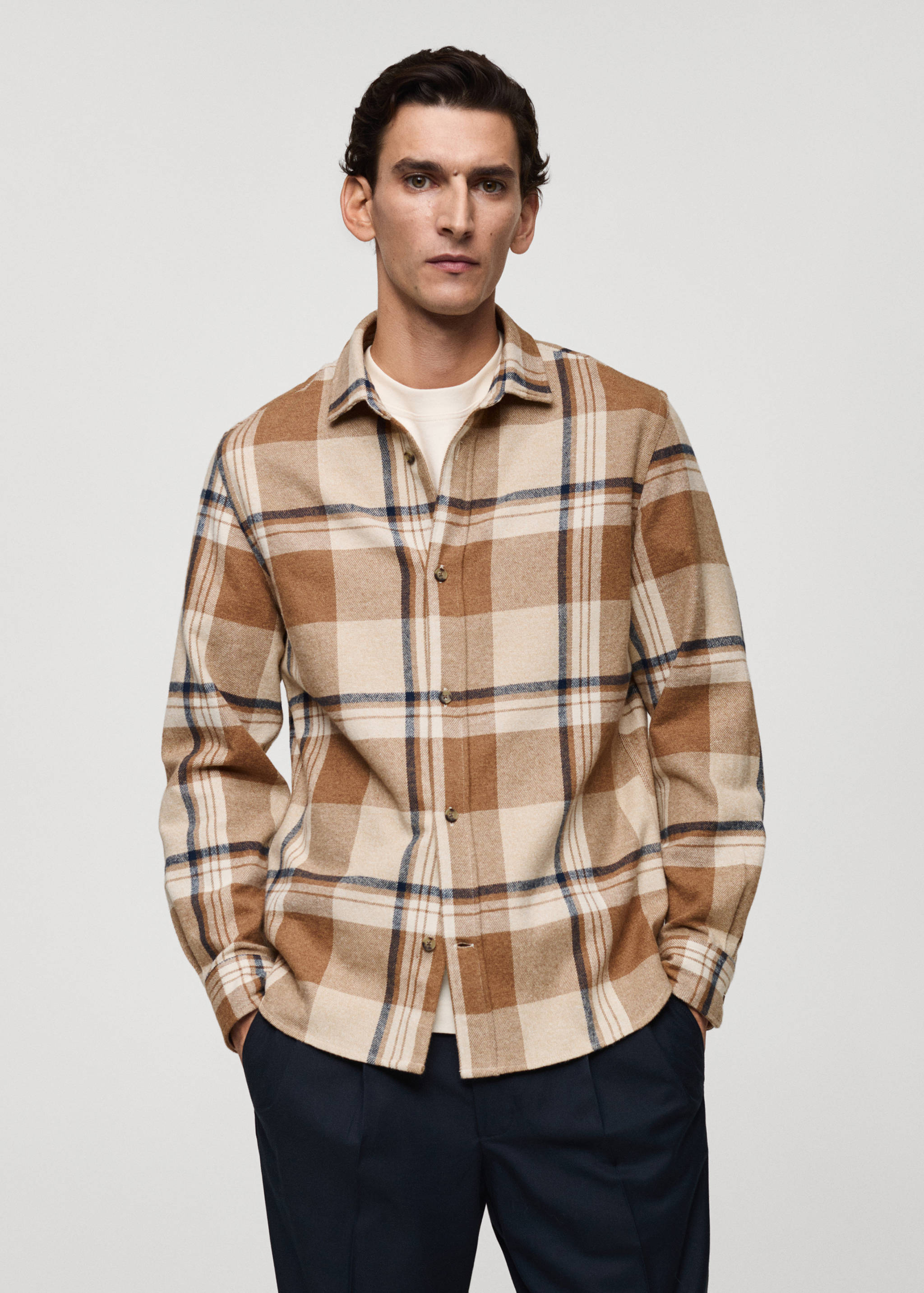 100% cotton flannel check overshirt - Medium plane